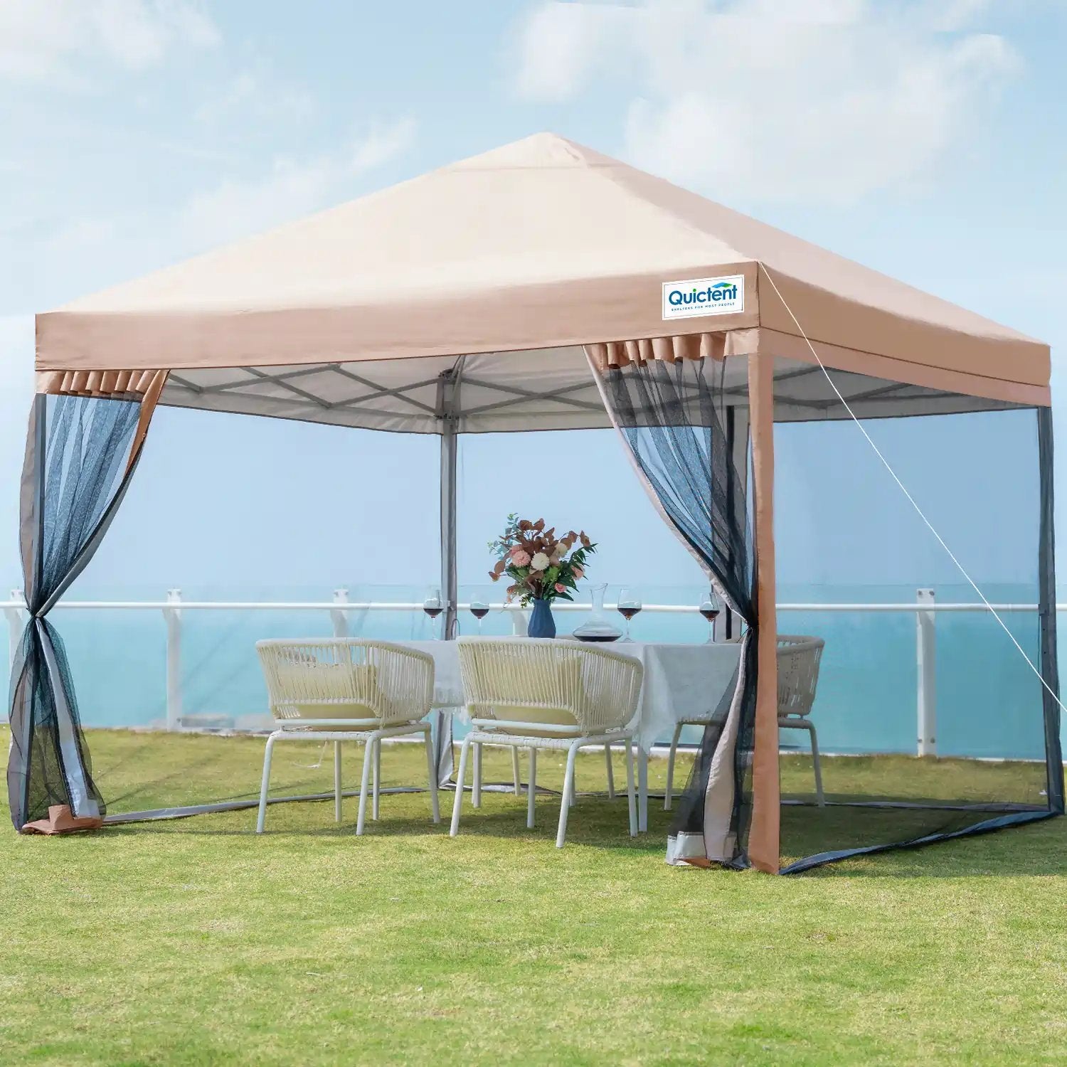 10' x 10' Pop Up Canopy Tent with Removable Sidewalls & Netting - Perfect for Outdoor Events, Camping, Beach Parties, and Backyard Gatherings