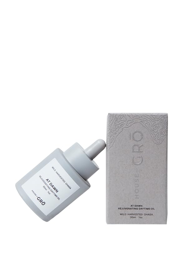 House of Grō AT DAWN - REJUVENATING DAYTIME FACIAL OIL (30ML) | Chaga Mushroom Skincare for All Skin Types & Ages | Clean Beauty Day Moisturizer for Healthier Looking Skin | Perfect for Morning Routine & Dry Skin Care