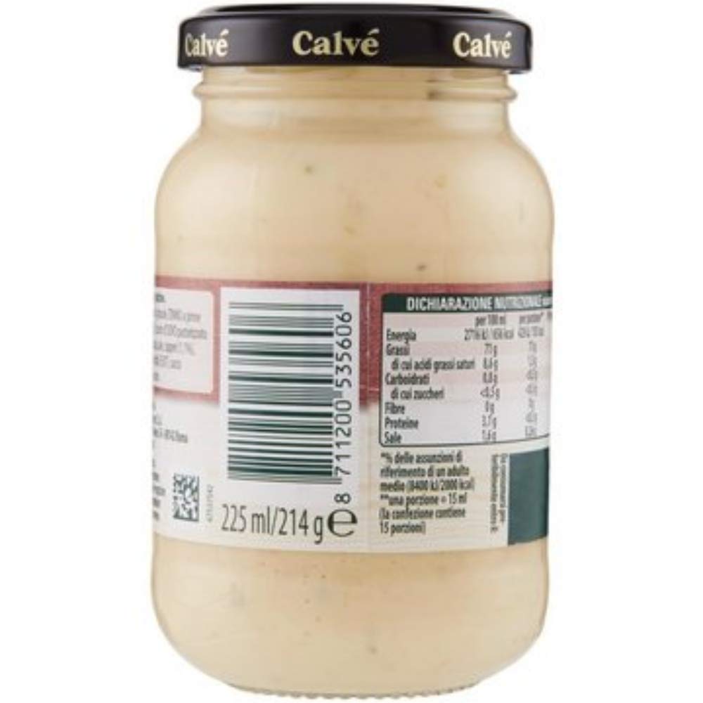 Premium Gluten-Free Italian Tuna Mayonnaise - Calvè 225ml Glass Jar (Pack of 4) | Perfect for Sandwiches, Salads & Pasta Dishes | Keto & Paleo Friendly