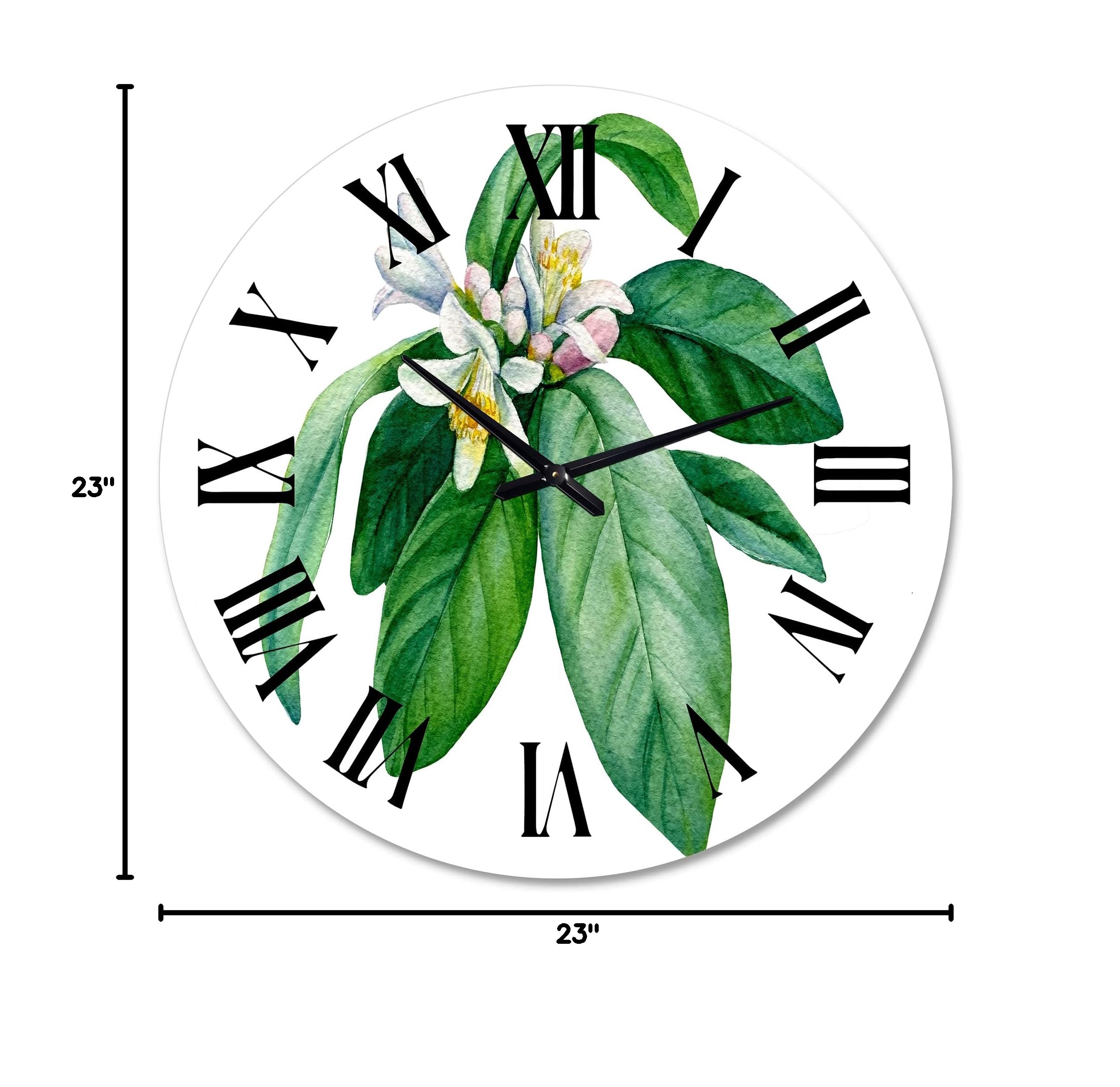 DesignQ Traditional Floral Wall Clock - Large 'Flowering Mandarin Branch' Decorative Clock for Home, Office & Living Room | Perfect for Wall Decor, Gift & Interior Design