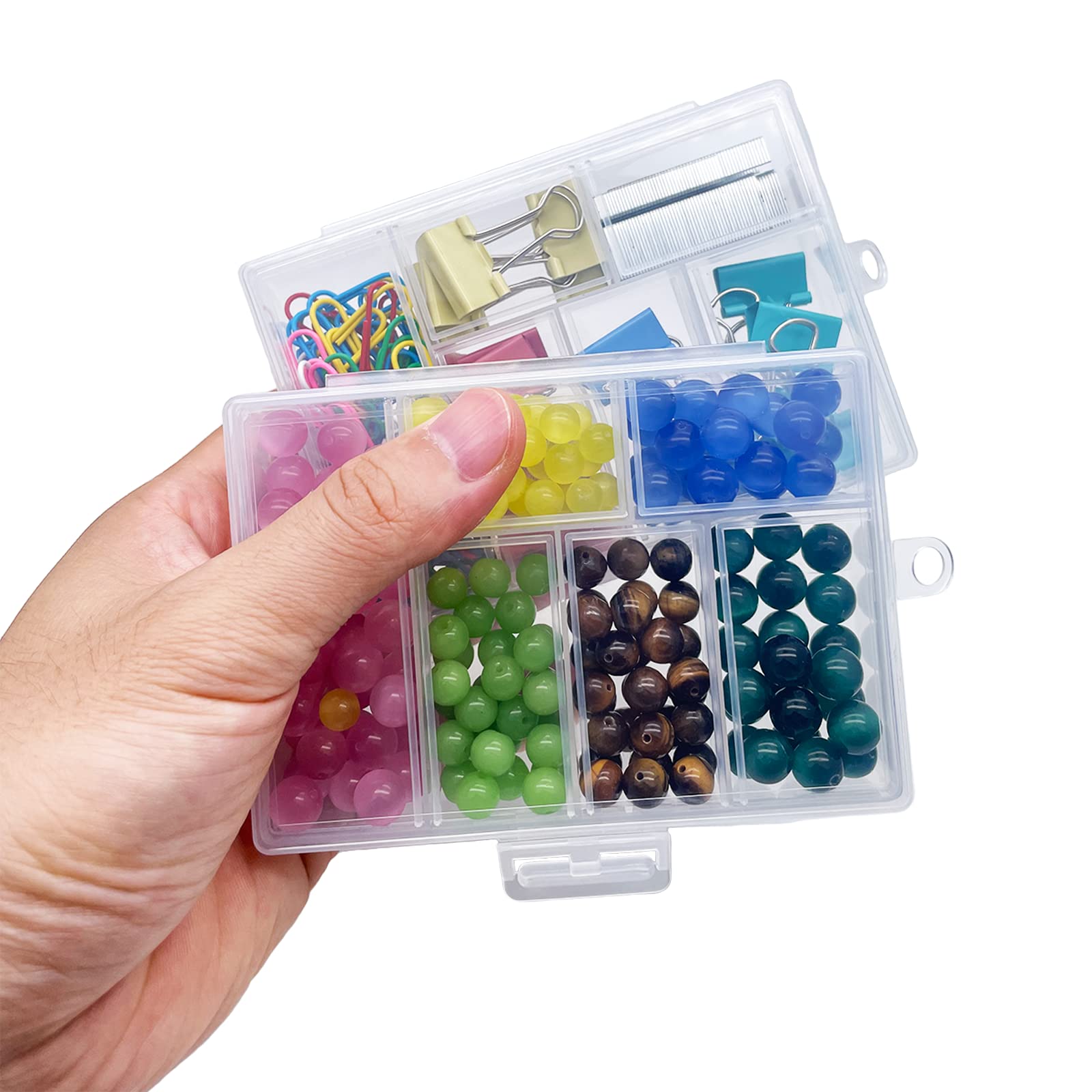 2-Pack Small Plastic Organizer Box with 6 Compartments & Dividers - Portable Storage Container for Crafts, Jewelry, Office Supplies & Travel Accessories | Perfect for DIY Projects, Home Organization & On-the-Go Use