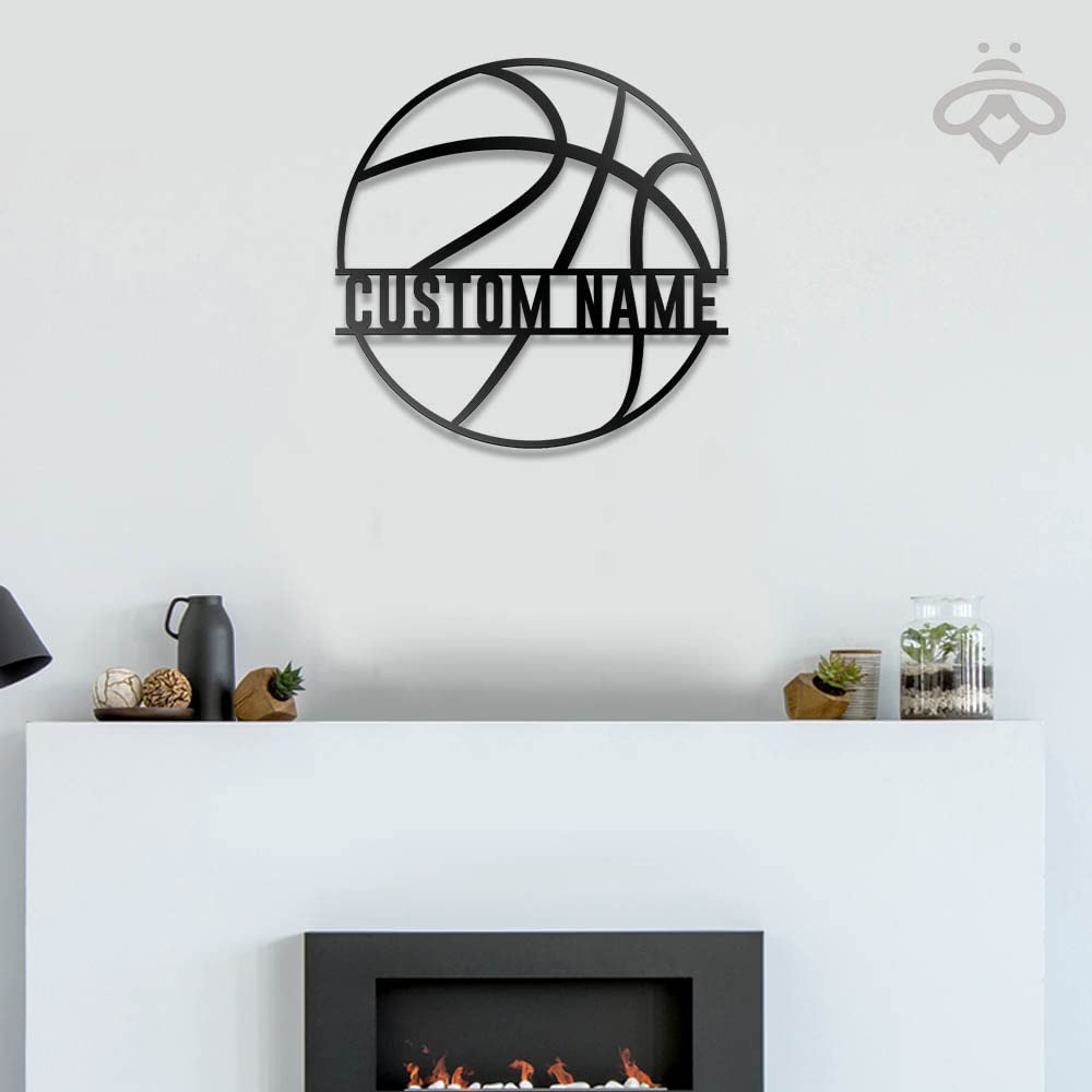 Custom LED Basketball Metal Wall Art - Personalized Sports Decor for Living Room, Outdoor & Gifts - 16x16 Inch Black Metal Sign with Lights - Perfect for Basketball Fans, Player Name Signs & Home Decor