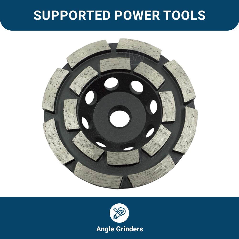 Benchmark Abrasives 4 Inch Double Row Diamond Grinding Cup Wheel for Angle Grinder - 5/8