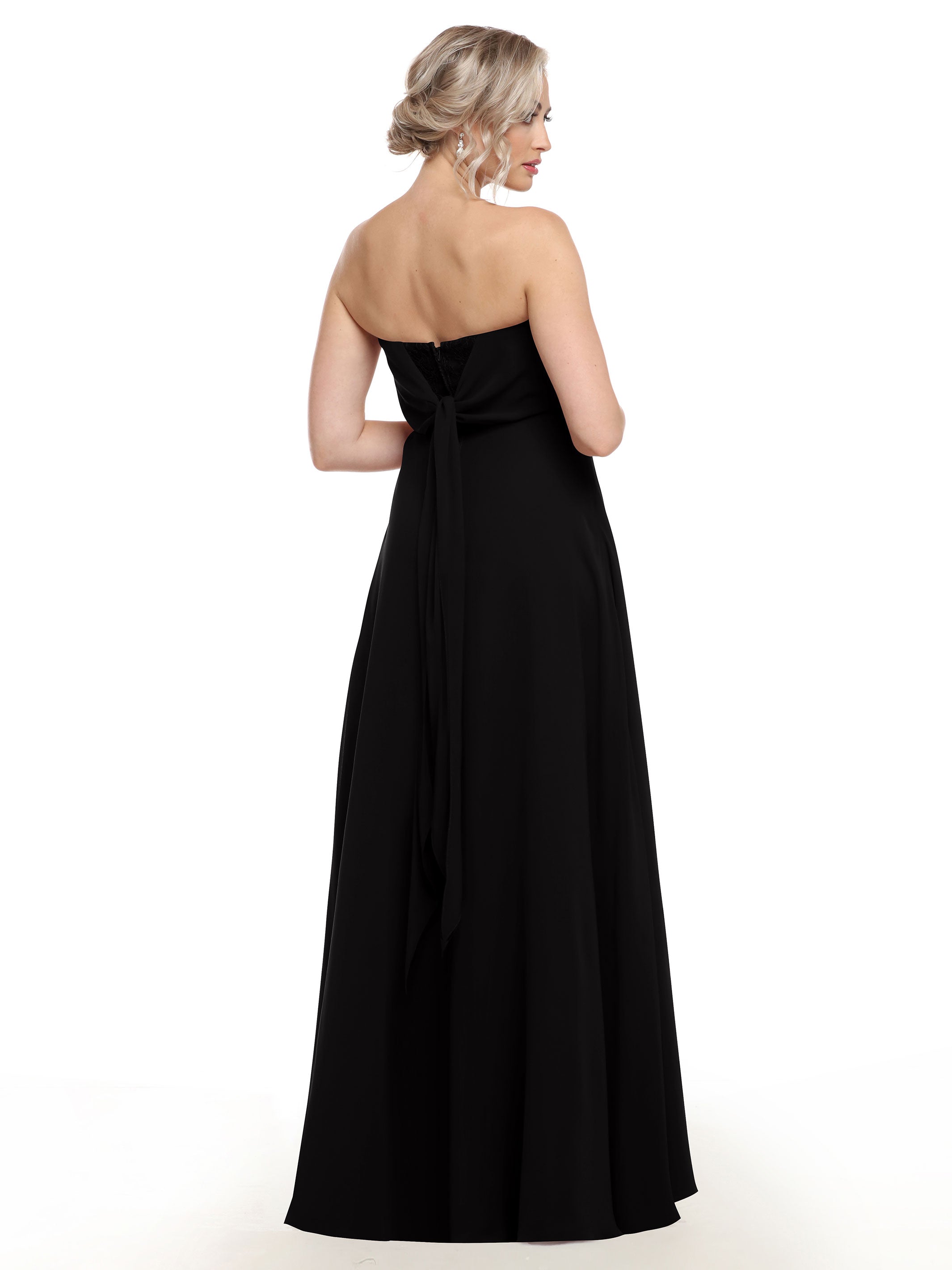 Elegant 80143 Chiffon Strapless Sweetheart Bridesmaid Dress with Lace & High Slit - Perfect for Weddings, Prom & Formal Events