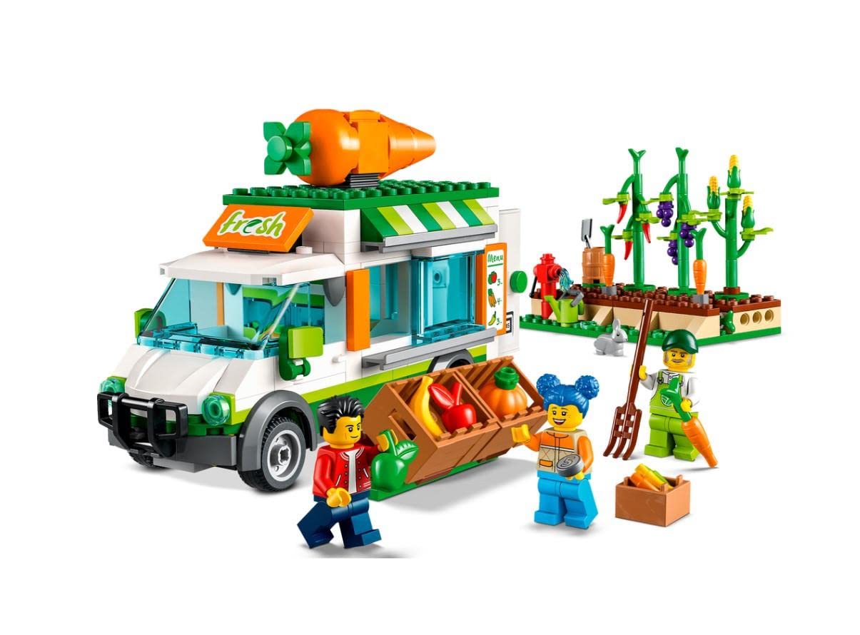 LEGO 60345 City Farmers Market Food Truck Toy Set with Van & Food Stand - Fun Farm-Themed Building Kit for Kids Ages 5+ | Pretend Play, Birthday Gift & STEM Learning Activity