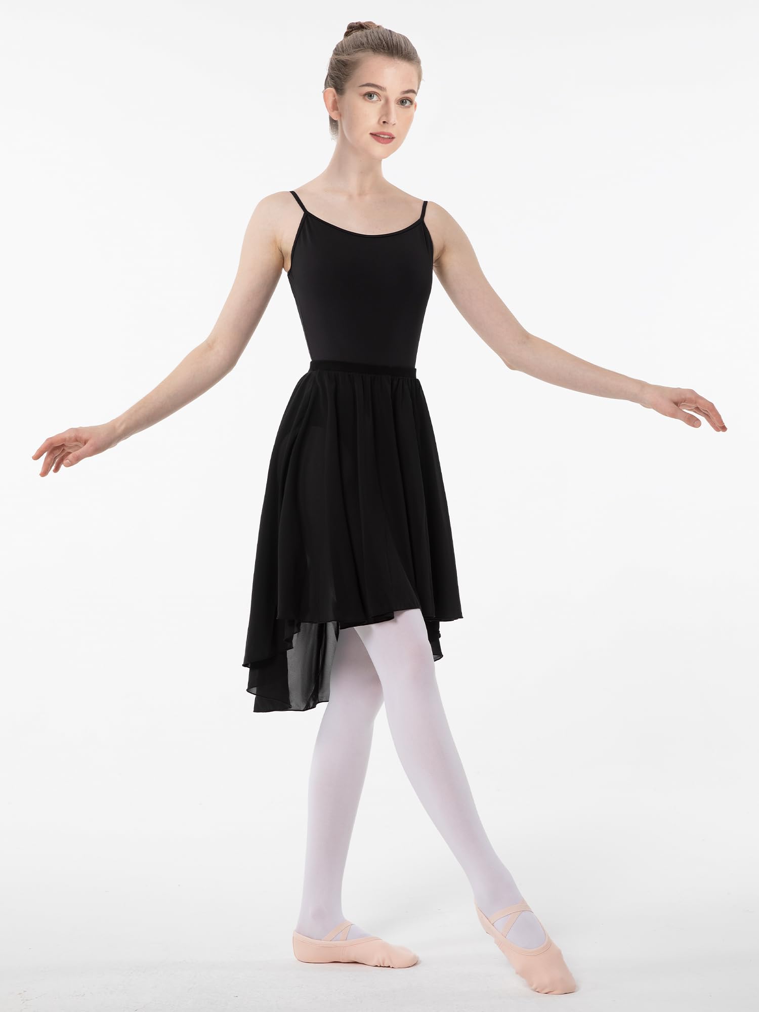 Elegant Ballet Wrap Skirt - Soft Chiffon Pull-on Dance Skirt with Elastic Waist for Women & Girls - Perfect for Ballet Class, Dance Practice, and Performance Costumes