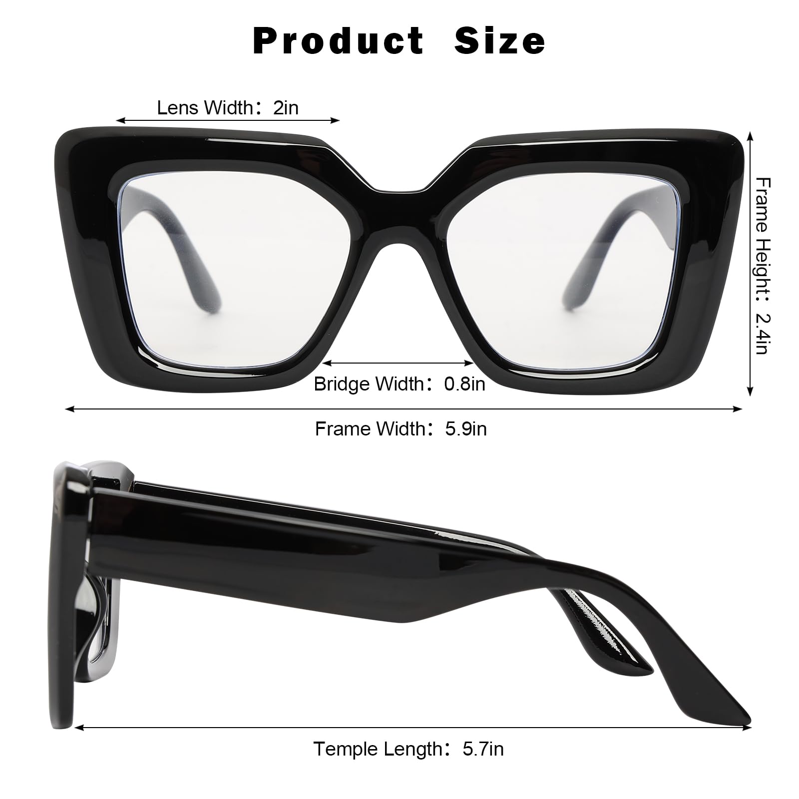 Blue Light Blocking Glasses for Women & Men - Oversized Square Frame for Work & Screen Use