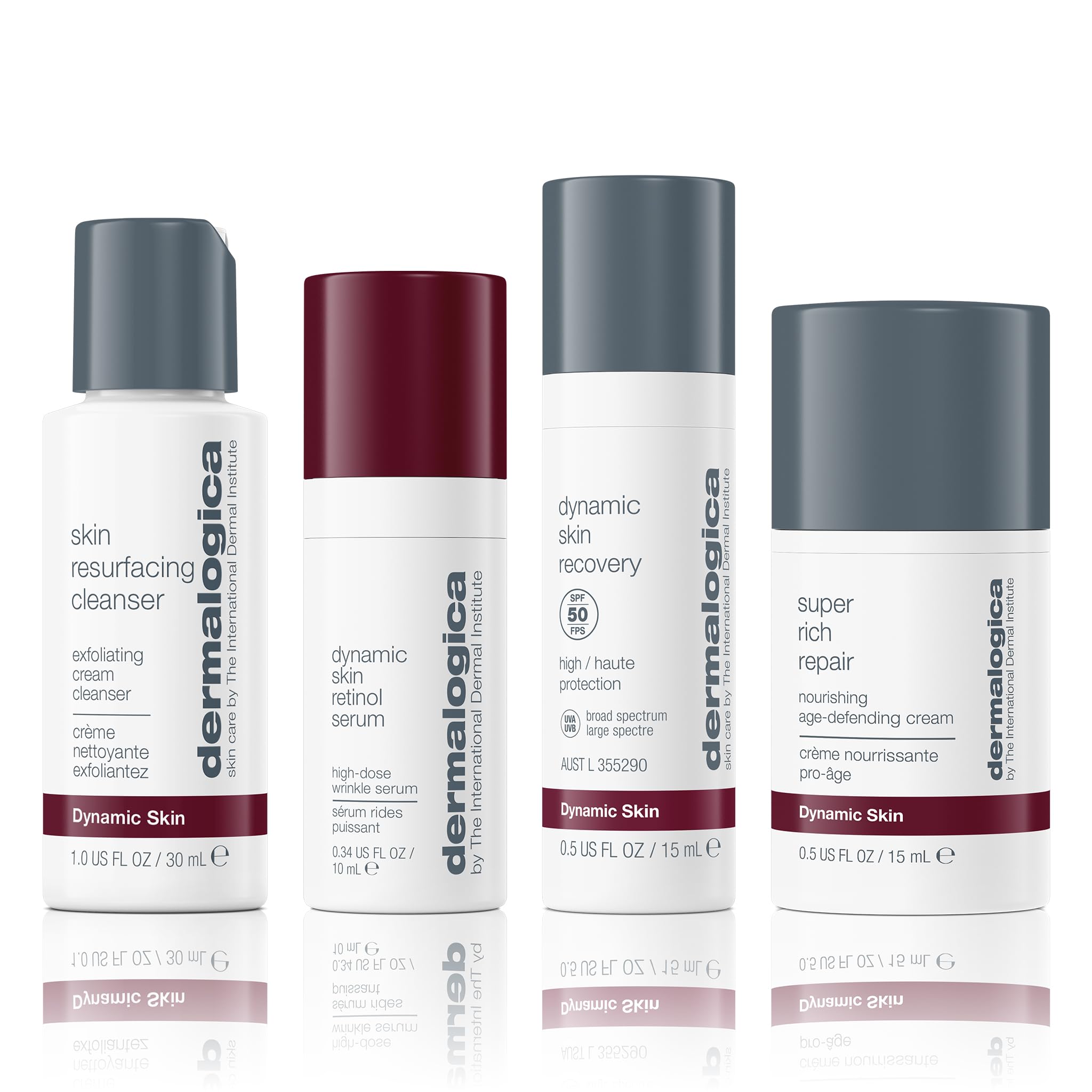 Dermalogica Anti-Aging Skincare Kit - Face Cleanser, Serum, SPF Moisturizer & Cream | Travel Size Set for Wrinkles & Fine Lines | Perfect for Travel, Gifts & Daily Skincare Routine