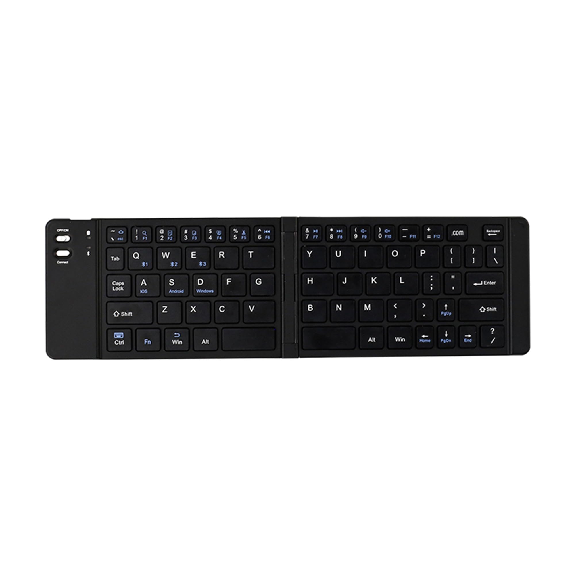 Foldable Bluetooth Keyboard - Ultra Slim Portable Wireless Keyboard for iPad, Tablet, Smartphone, Laptop (Windows/iOS/Android) - Rechargeable & Supports 3 Devices - Perfect for Travel, Office & Home Use - Black