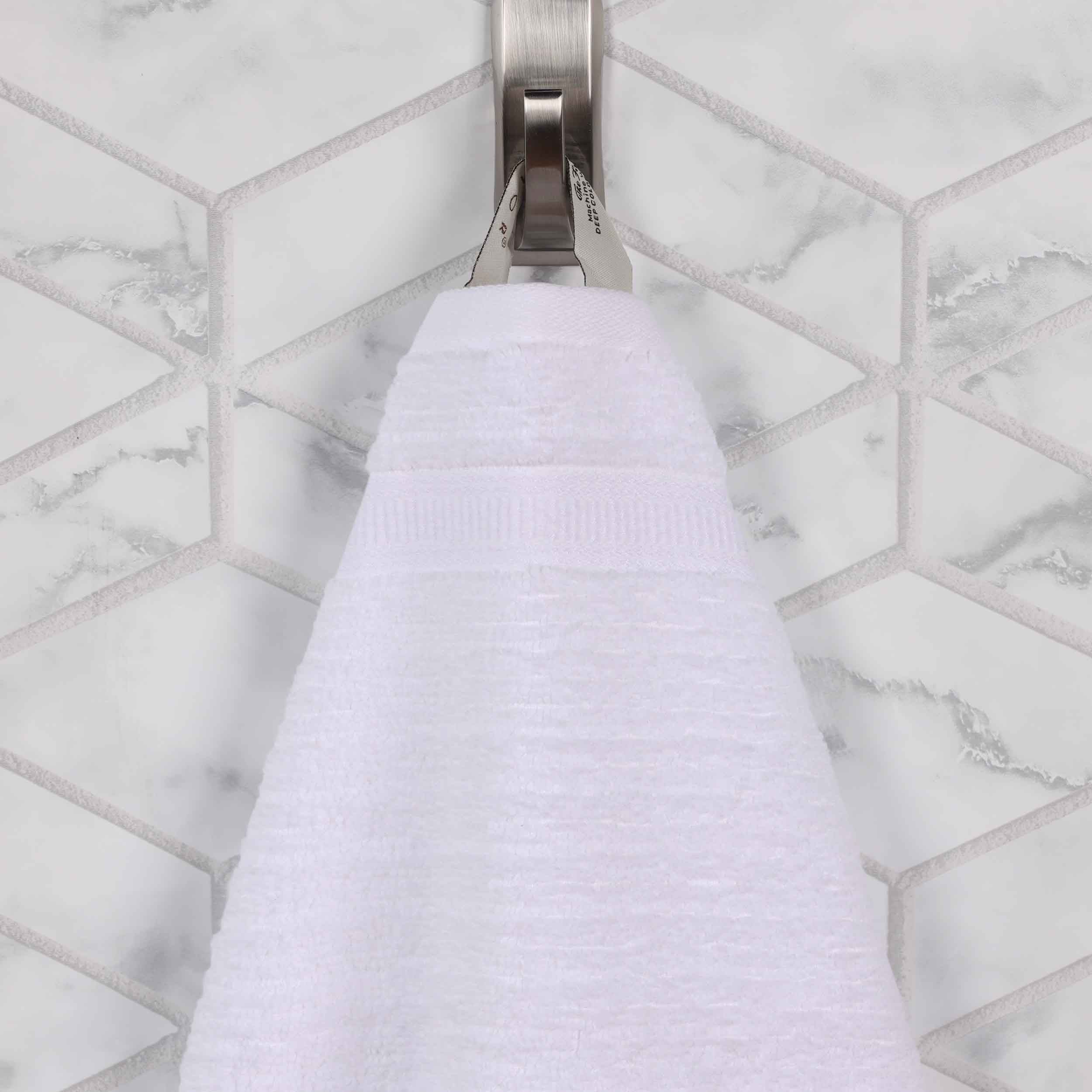 Premium Zero Twist Cotton Ribbed Geometric Border Plush 3-Piece Bath Towel Set - Ultra Soft & Absorbent for Spa, Bathroom & Luxury Home Use