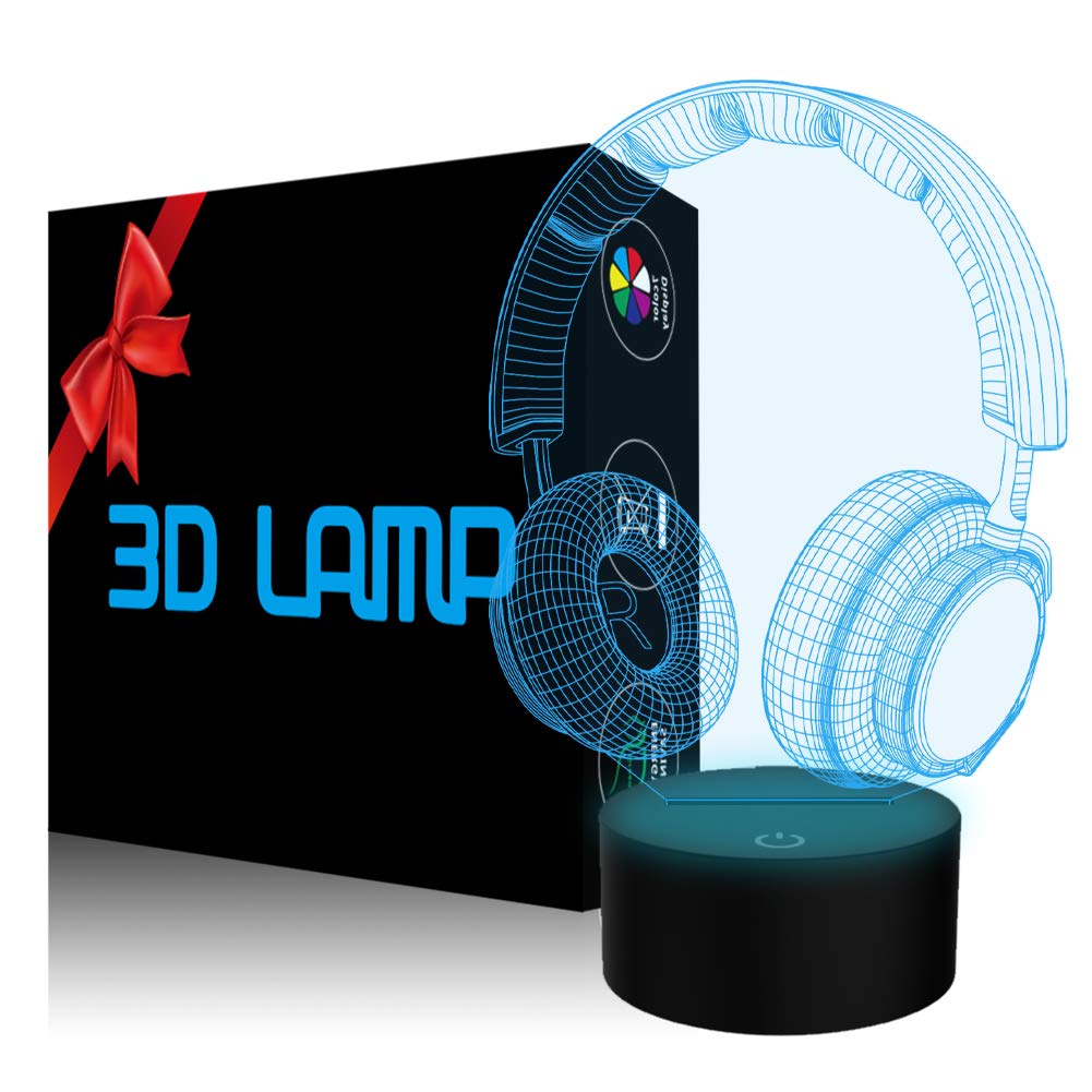 3D Illusion LED Night Light Lamp - 7 Color Changing Touch Sensor Desk Lamp with USB Cable for Bedroom, Kids Room, Birthday Gifts | Perfect for Music Lovers, Home Decor, and Relaxing Nighttime Ambience