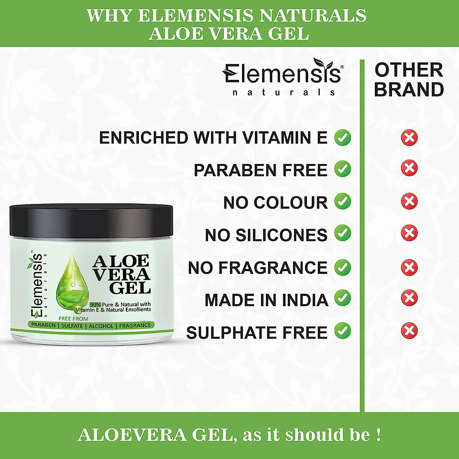Elemensis Naturals 100% Pure Aloe Vera Gel for Face, Hair & Skin - 200GM | Fast Absorbing, Natural Moisturizer | Made with Freshly Harvested Aloe Vera | Perfect for Sunburn Relief, Daily Hydration & Hair Care