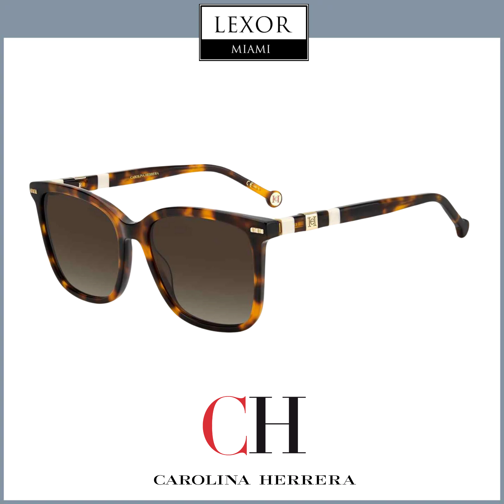 Carolina Herrera CH 0045/S 0C1H HA 57/18 145 Women's Designer Sunglasses - UV Protection, Fashion Eyewear for Women, Perfect for Beach, Driving & Outdoor Activities