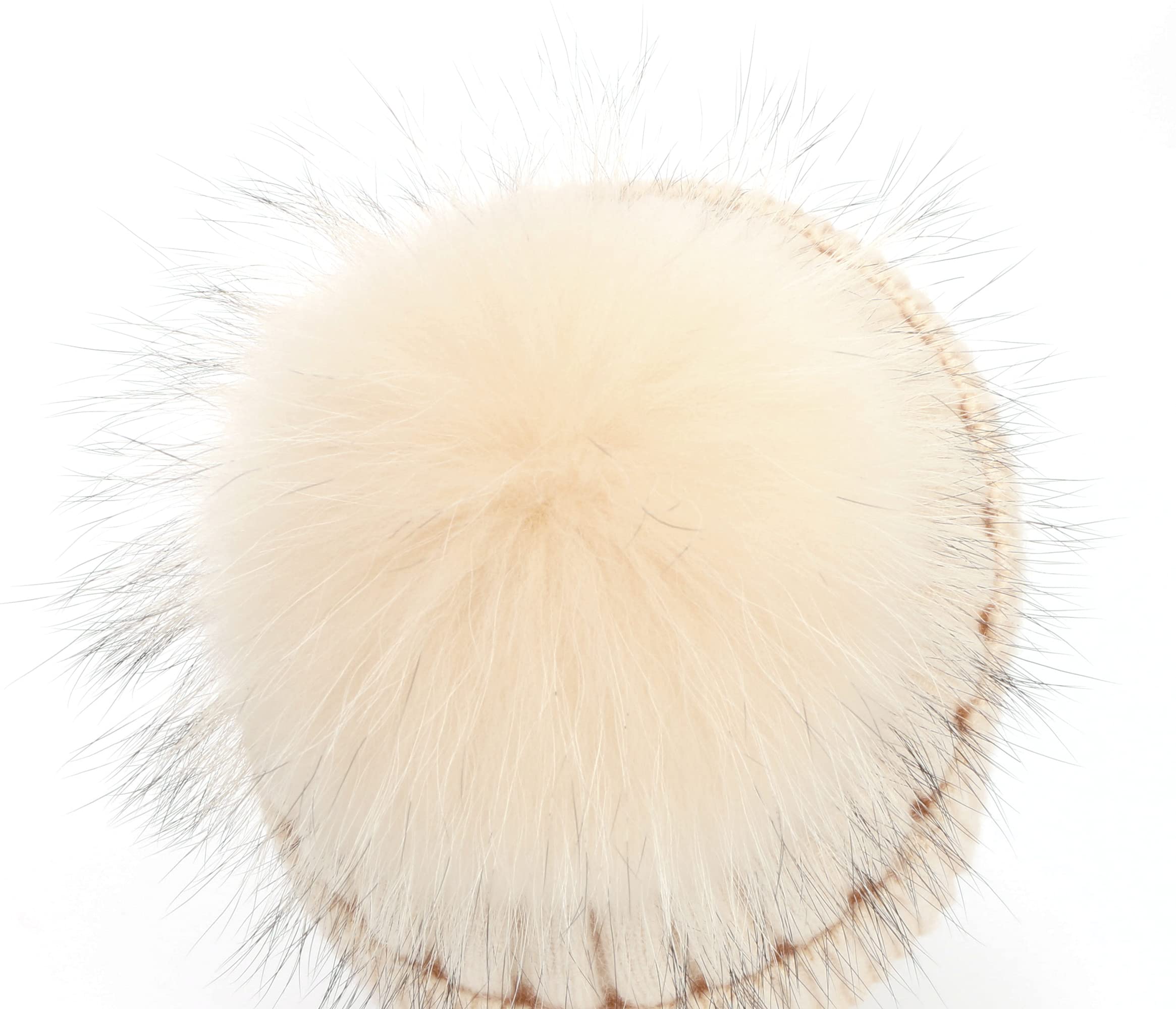 Women's Winter Warm Hat with Real Fox Fur Pom Pom - Soft Cashmere Blend Long Knit Beanie Skull Cap for Cold Weather, Outdoor Activities & Fashion Accessory