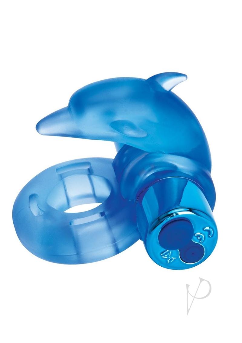 Rechargeable Silicone Dancing Dolphin Ring - Blue | Waterproof Vibrating Massager for Relaxation | Perfect for Couples, Spa, and Stress Relief