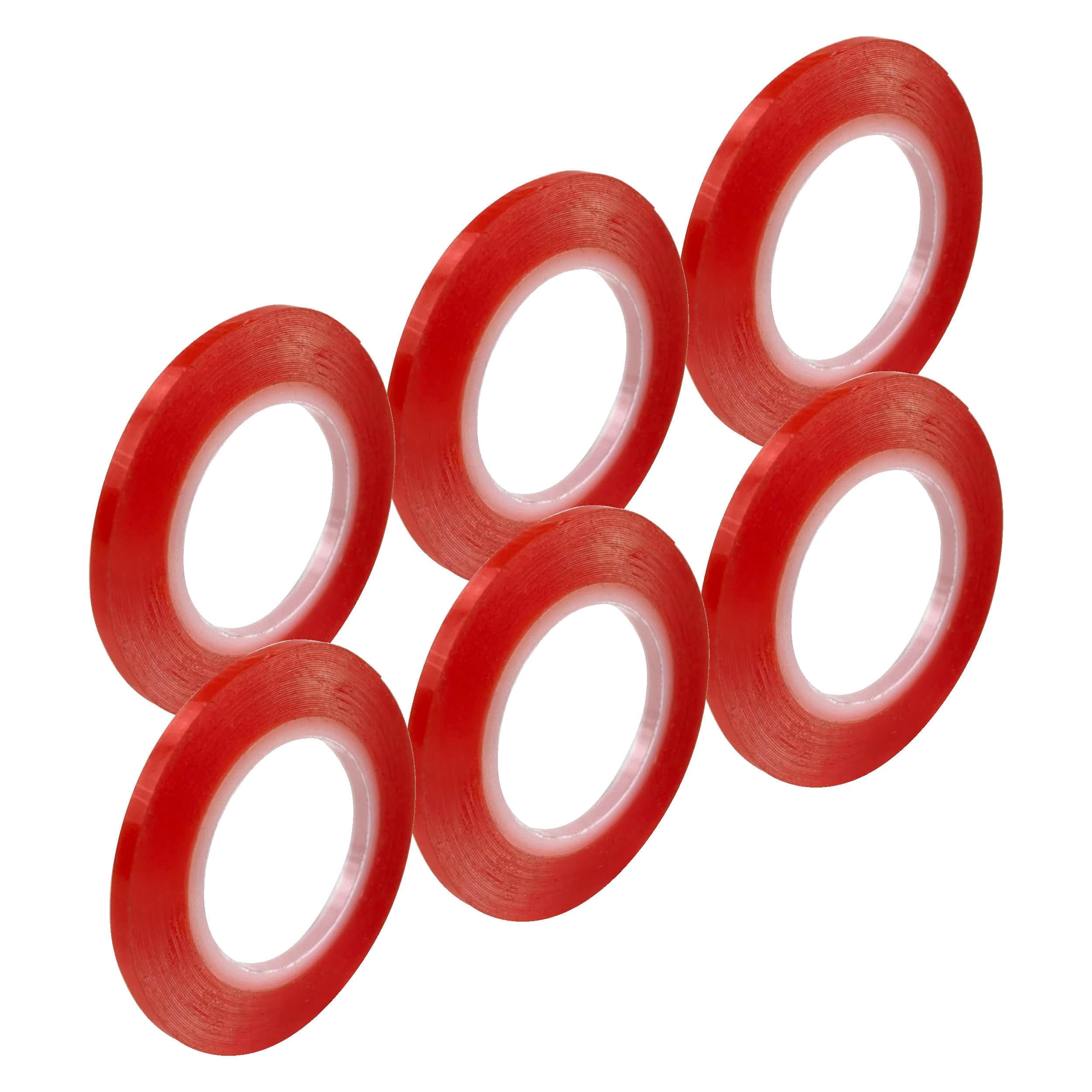6-Pack Double Sided Redline Tape 3mm x 5m (16.4ft) - Strong Adhesive Mounting Tape for Crafts, DIY Projects, Home Decor & Office Use - 9734E6