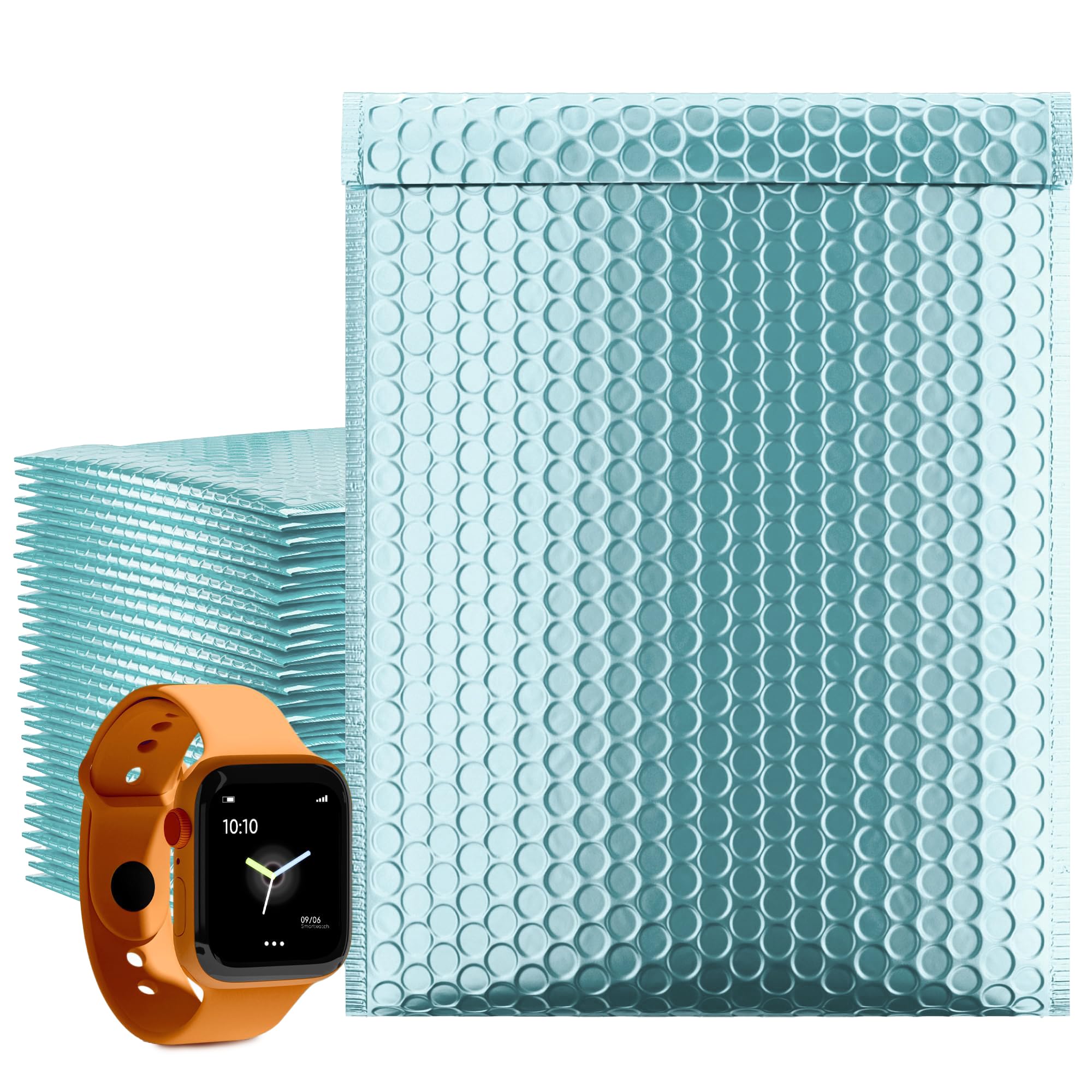 250 Pack 6.5 x 9 Inch Aqua Ice Metallic Bubble Mailers - Waterproof Padded Shipping Envelopes with Self-Seal for Secure Packaging | Perfect for Ecommerce, Jewelry, Cosmetics & Gift Shipping