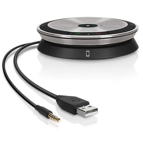 Sennheiser SP 20 ML 506050 USB Speakerphone - Certified for Skype for Business, Noise-Canceling, Plug & Play for PC/Laptop/Softphone - Perfect for Home Office, Conference Calls & Remote Work (Silver)