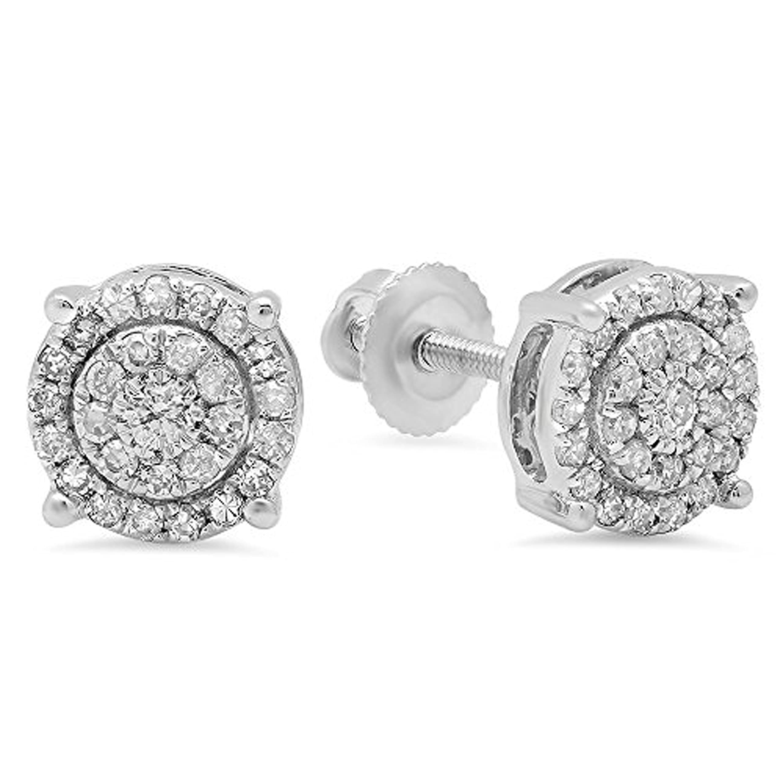 Dazzlingrock 0.35 Cttw Round White Diamond Halo Stud Earrings for Women - 14K Solid Gold Screw Back Earrings - Perfect for Weddings, Anniversaries & Special Occasions