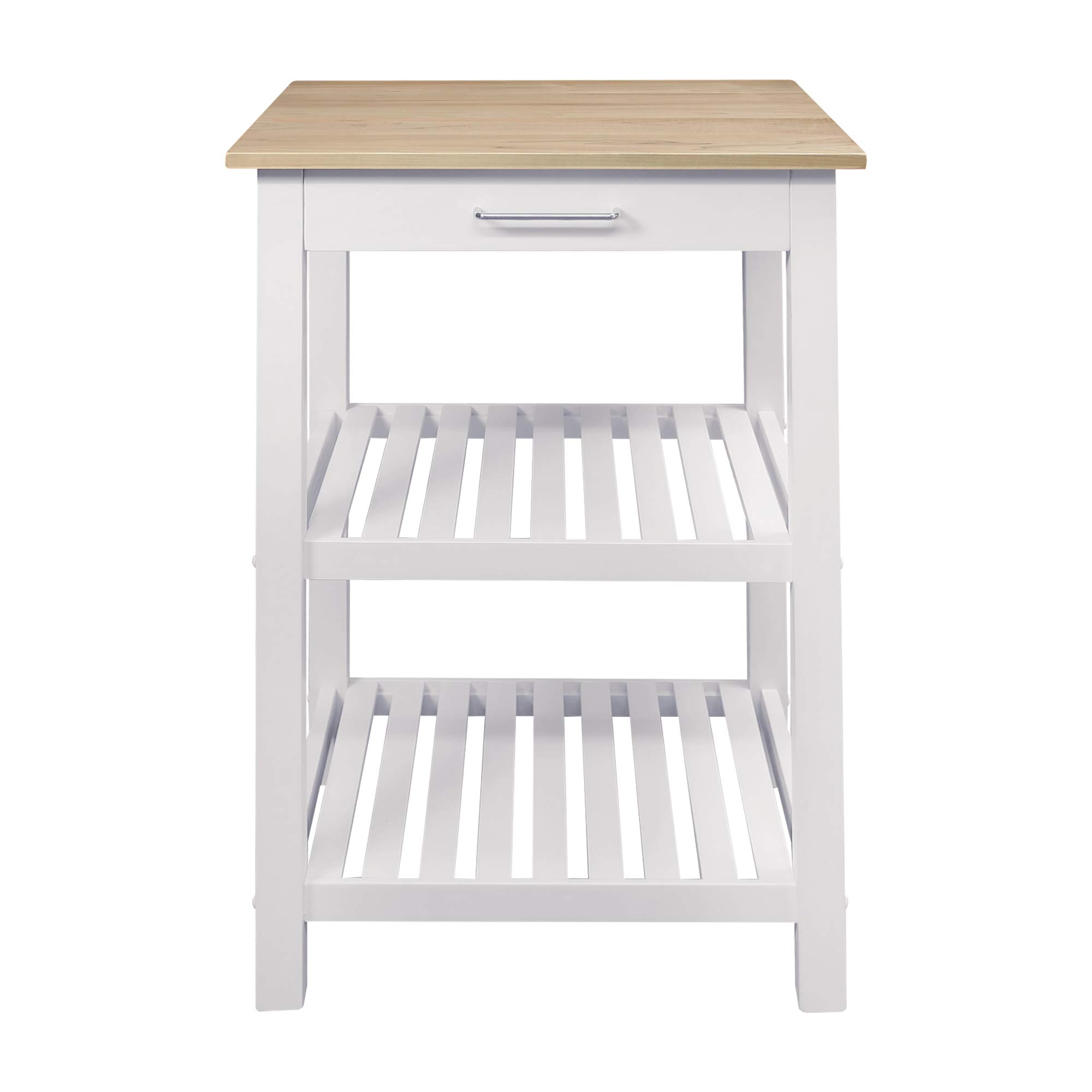 Casual Home Sunrise Small Kitchen Island with Solid Harvest Hardwood Top - 22.75 Inch Wide in Natural & White - Perfect for Small Kitchens, Breakfast Nooks, and Extra Counter Space