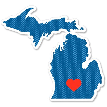 Michigan Home Heart State Shape Blue Vinyl Sticker - Waterproof Decal for Car, Phone, Laptop, Helmet - Perfect for Michigan Pride, Gifts & Home Decor - Choose Your Size