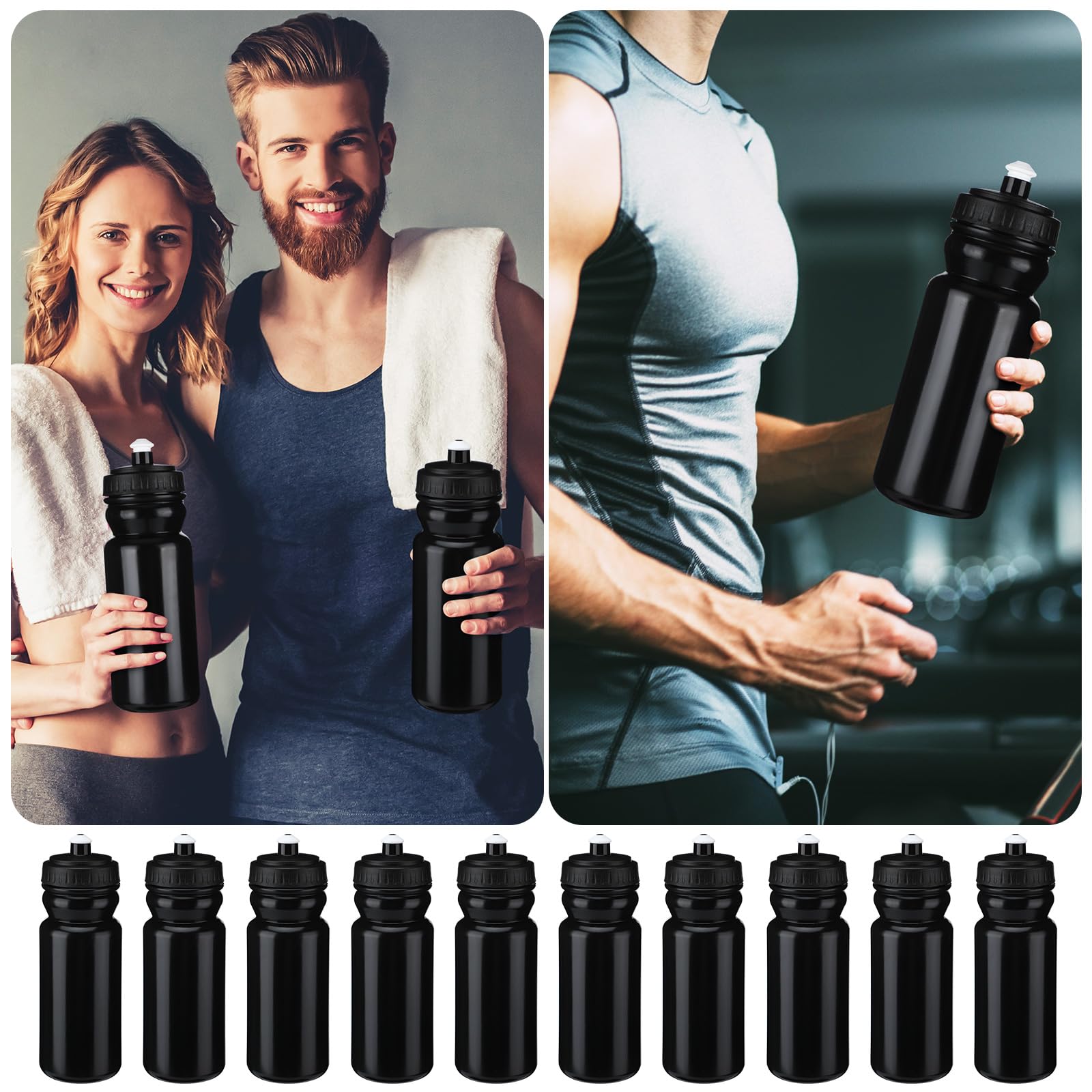 100 Pack 20 oz Reusable Plastic Water Bottles with Pull Top Cap - BPA Free, Dishwasher Safe Sports Water Bottles Bulk for Adults & Kids - Perfect for Gym, Hiking, Cycling, Workouts & Outdoor Activities