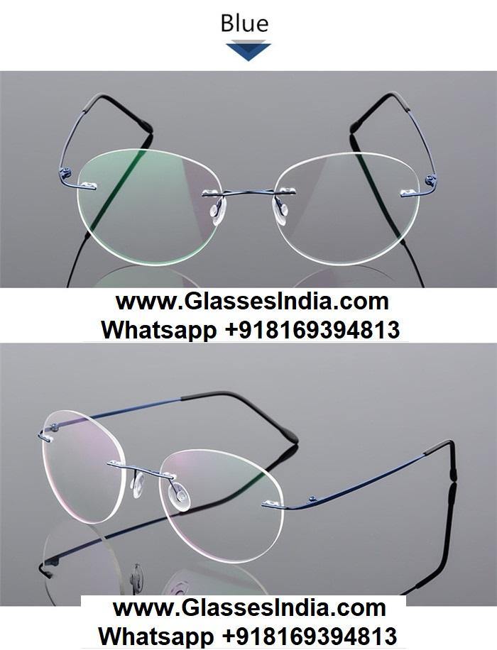 Retro Round Foldable Ultra Light Blue Light Blocking Computer Glasses - Memory Frame Rimless Eyewear for Men & Women - Perfect for Office, Gaming & Screen Time