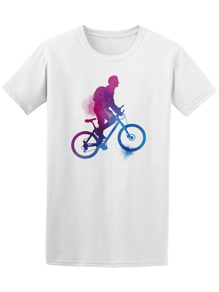 Smartprints Men's Watercolor Bike Rider Graphic T-Shirt - Casual Cotton Tee for Cycling Enthusiasts & Outdoor Activities