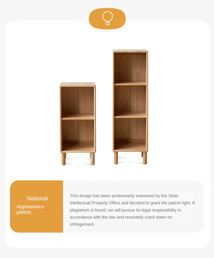 Solid Beech Wood Small Bookshelf Side Cabinet - Compact Storage for Books, Decor & Essentials in Living Room, Bedroom or Office