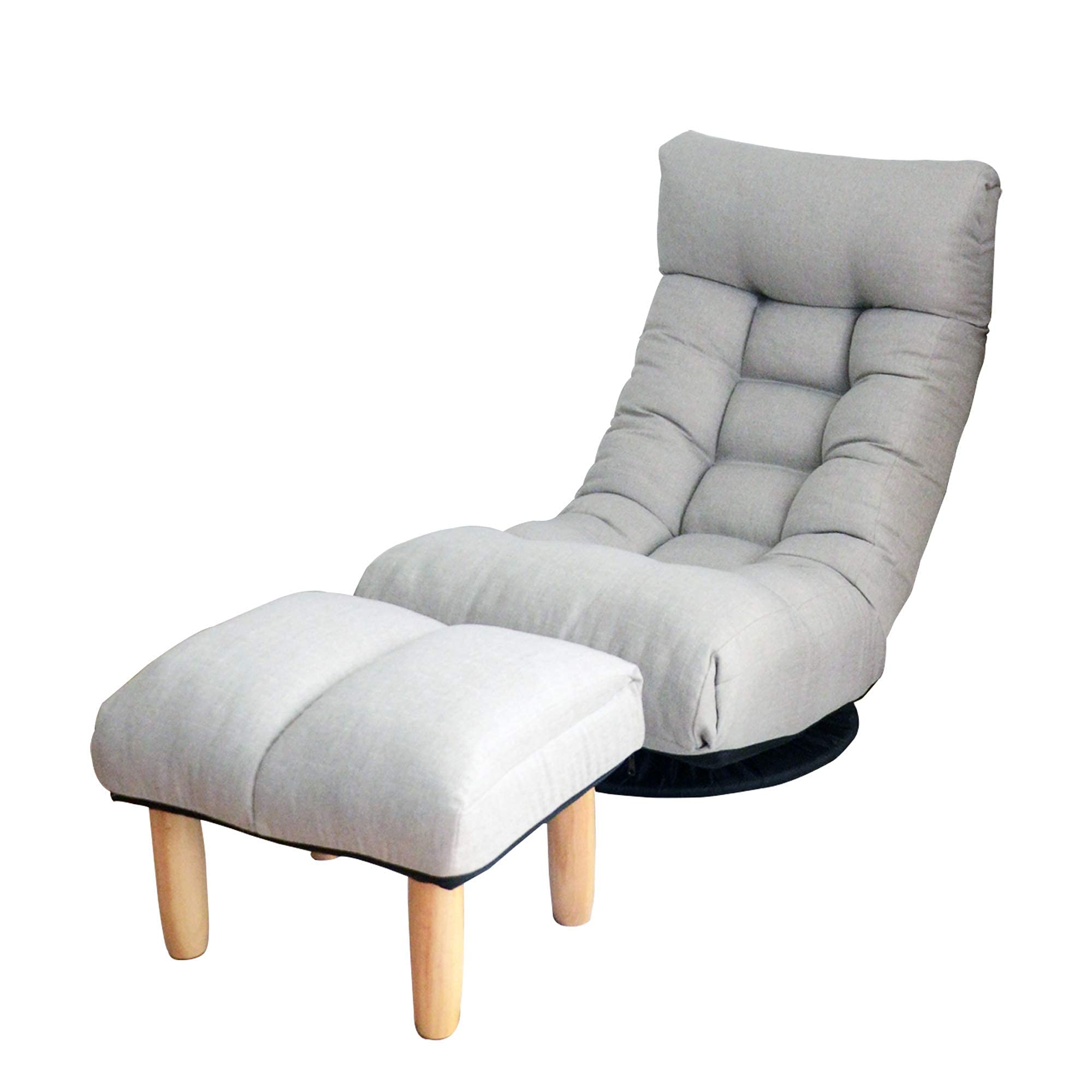 Ergonomic Floor Gaming Chair with Ottoman - Adjustable Swivel Seat for Comfortable Floor Sitting, Gaming, Reading & Meditation (Gray) - Perfect for Small Spaces, Living Rooms & Bedrooms