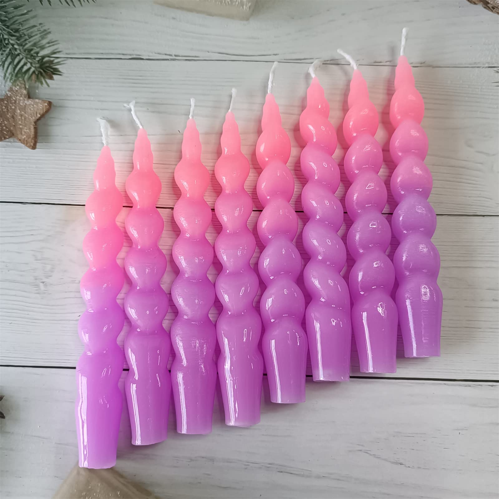 Handcrafted 7.5'' Purple Spiral Taper Candles - Unscented Twisted Wax Candlesticks for Wedding, Home Decor & Dinner Parties | Elegant Gift Idea for Special Occasions