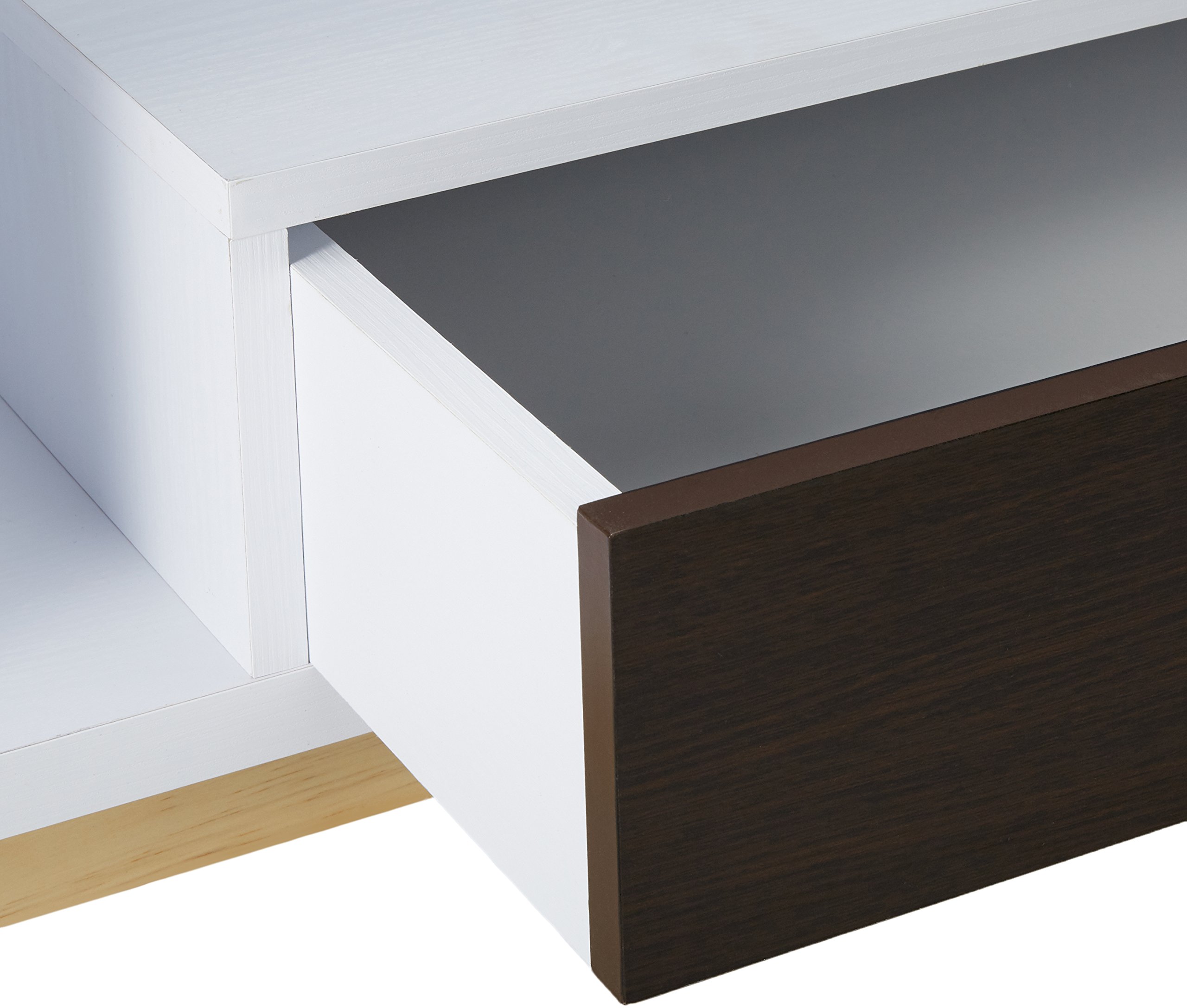 Modern Rectangle 1-Drawer Glass Top Coffee Table in Espresso - Stylish Living Room Furniture for Small Spaces, Home Office & Apartment Decor