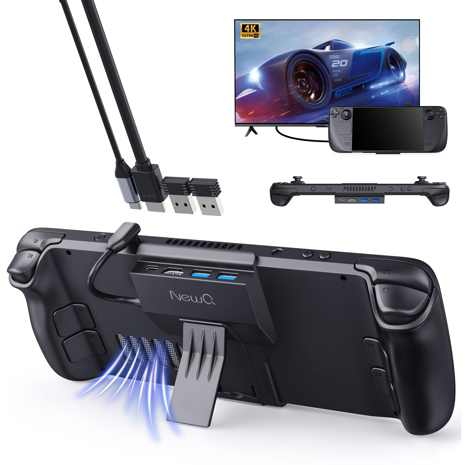 Portable Steam Deck Dock with USB C Hub & HDMI 4K - Gaming Travel Accessories