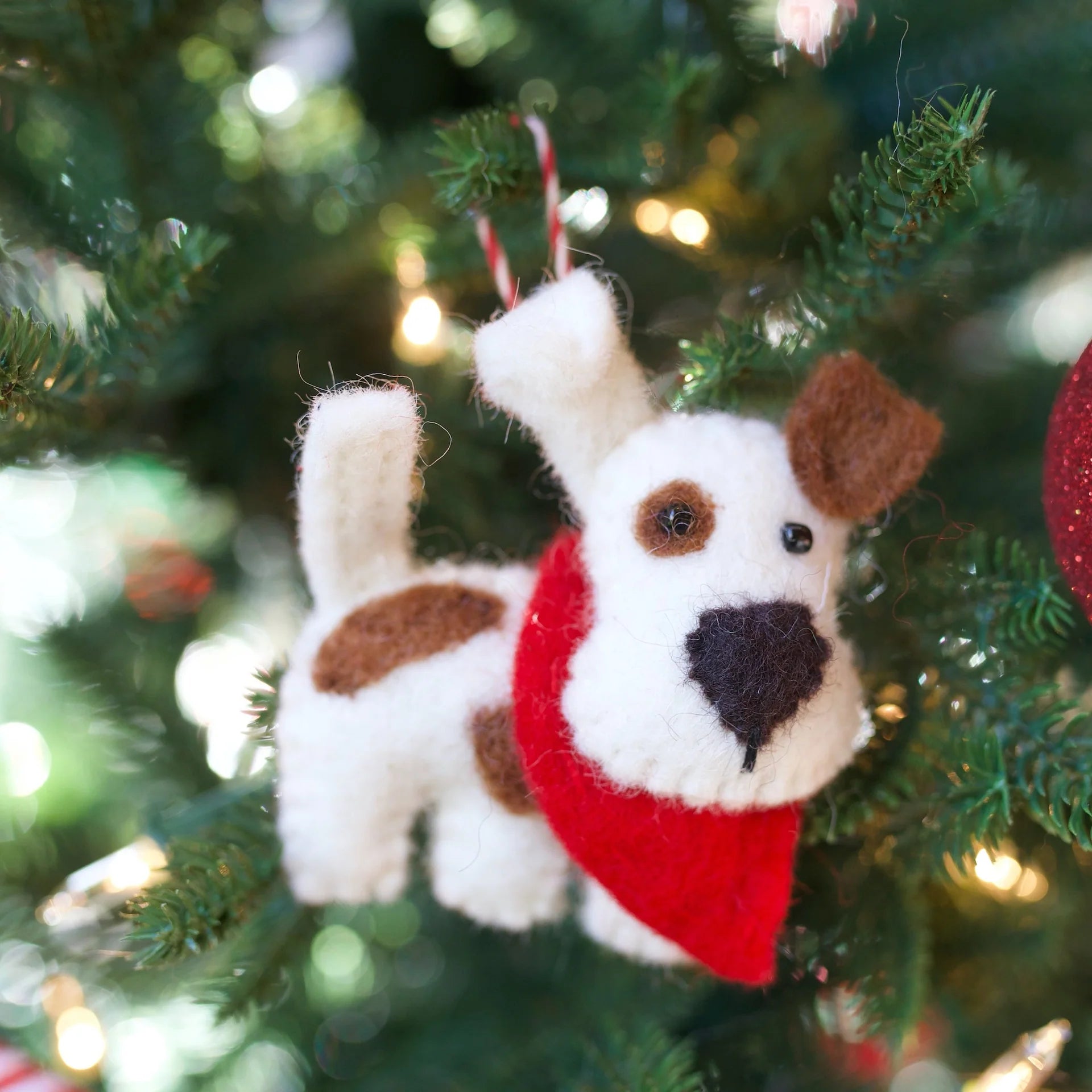 Handmade Felt Dog with Scarf Christmas Ornament - Cute Holiday Decor for Tree, Gift, Home & Party Decoration