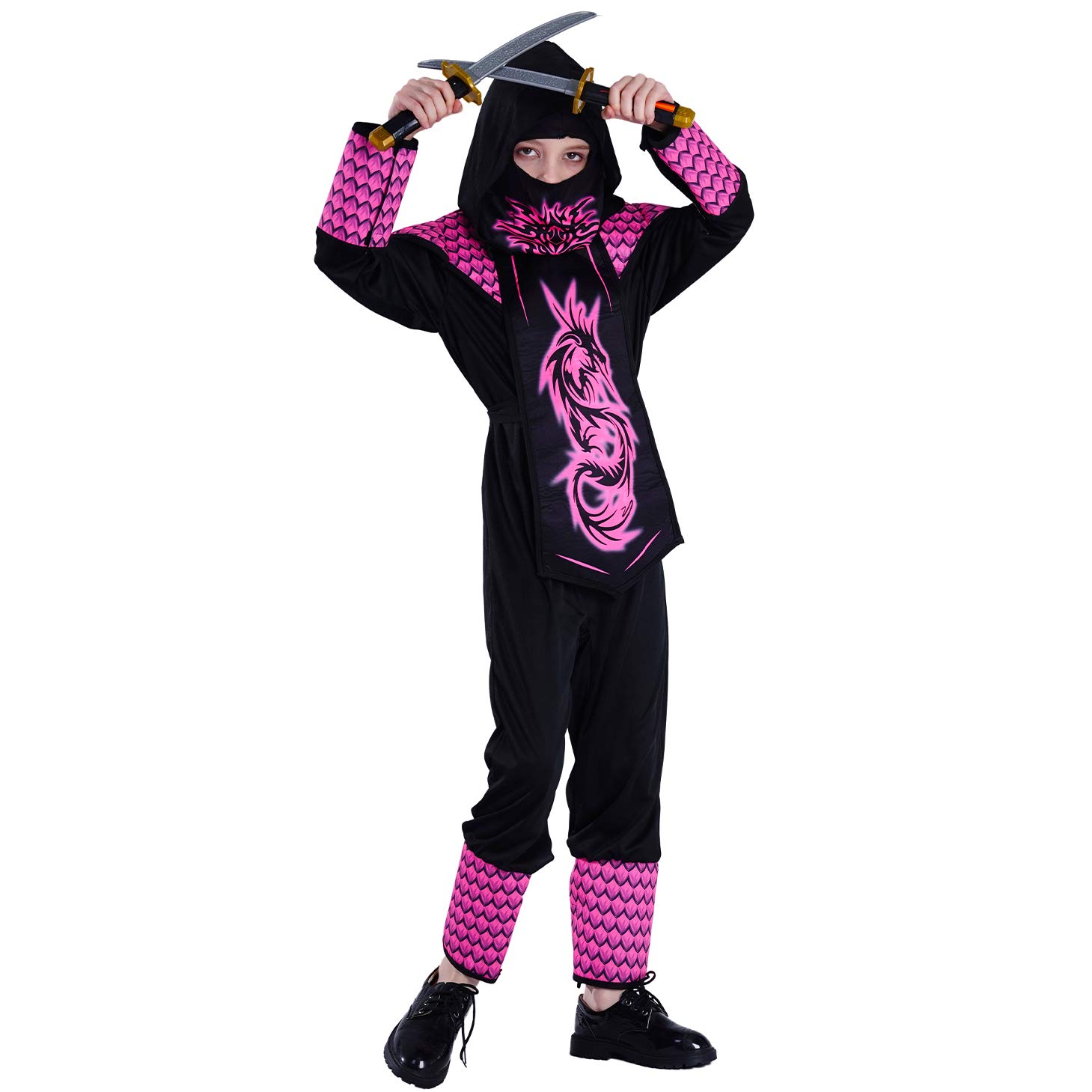 **PGOND Pink Ninja Jumpsuit Costume for Girls - Kids Karate Halloween Cosplay Outfit for Parties & Dress-Up Play**