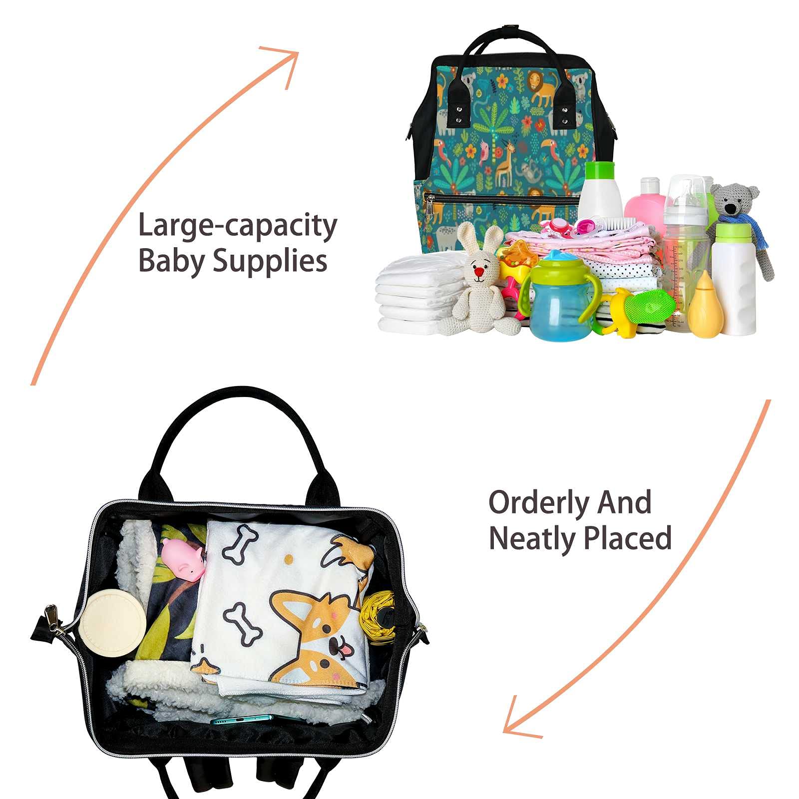 Waterproof Jungle Animal Diaper Backpack - Cute Cartoon Kawaii Baby Nappy Changing Bag with Large Capacity | Durable Travel Backpack for Women & Men | Perfect for Daycare, Outings & Family Trips