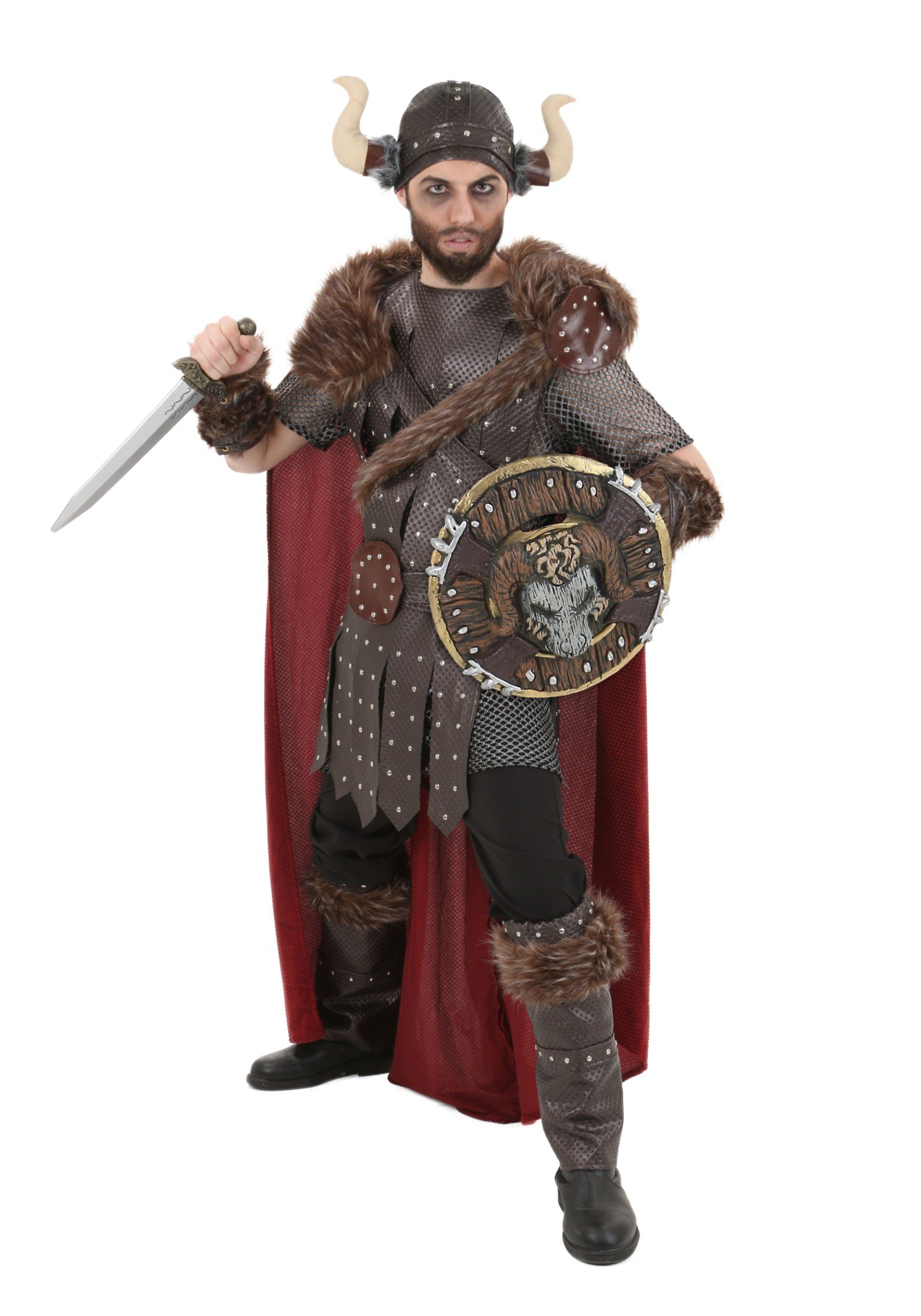 Viking Costume for Men - Medieval Warrior Outfit with Faux Fur & Leather Tunic | Halloween, Cosplay, LARP & Renaissance Fair Attire | Historical Norse Costume for Adults