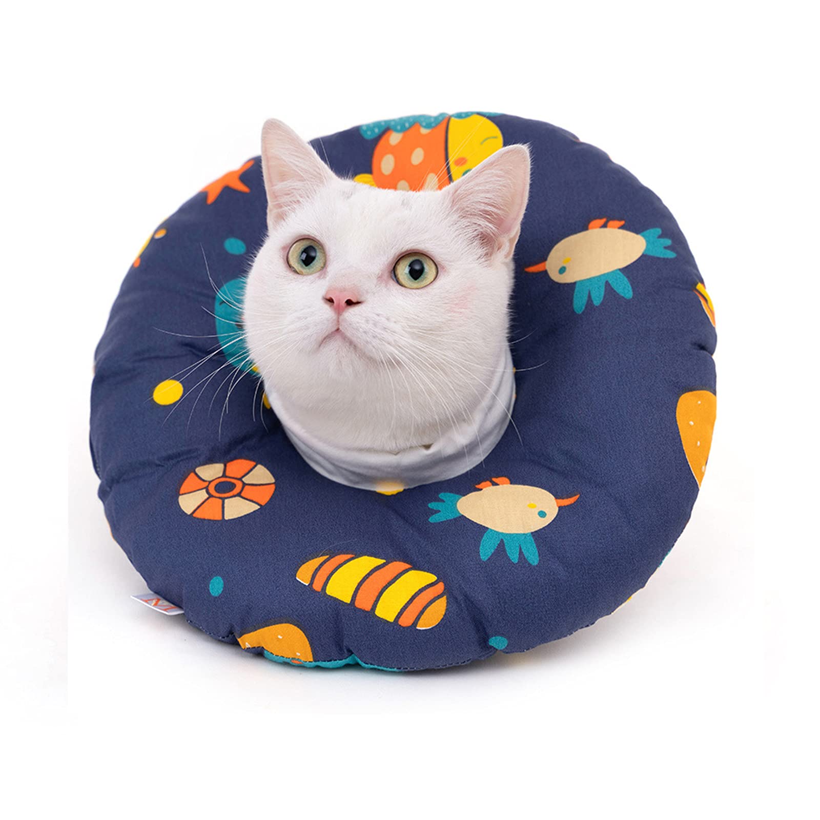 Soft Cotton Pet Recovery Collar for Cats & Small Dogs - Post-Surgery Protective Cone (6.3-11.4