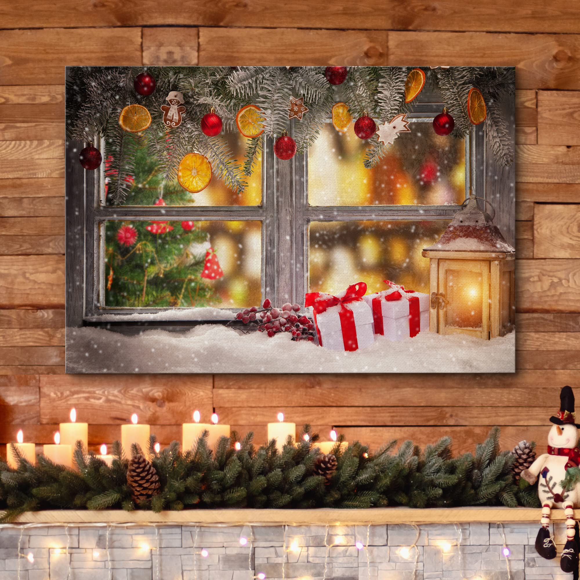 Merry Christmas Canvas Wall Art - 12x18 Inch Framed Holiday Paintings & Prints for Bedroom, Living Room Decor | Perfect for Festive Home & Office Holiday Decorations