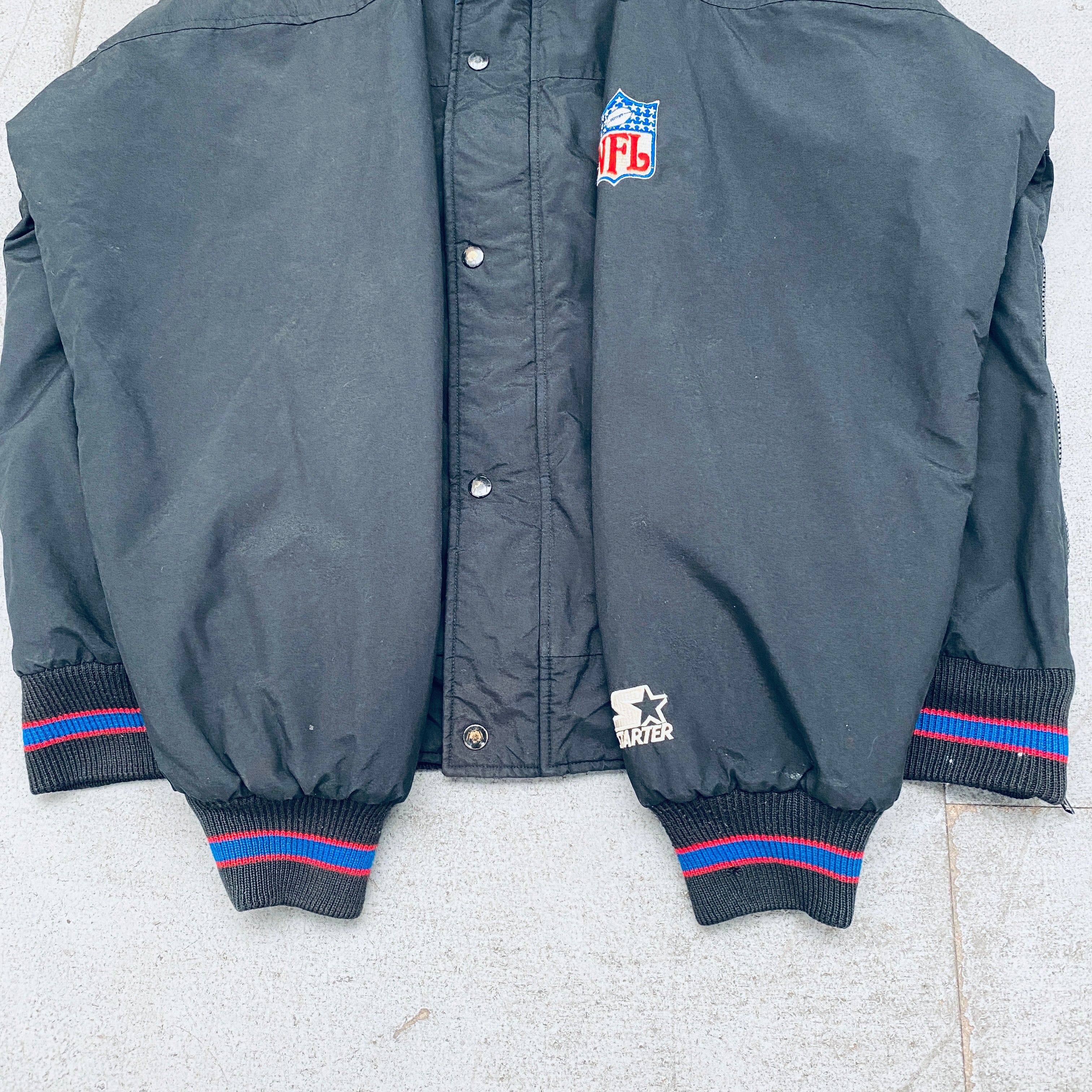 Buffalo Bills 1990s Blackout Full-Zip Starter Parka Jacket - XL | Vintage NFL Football Fan Outerwear for Cold Weather & Game Day Tailgating