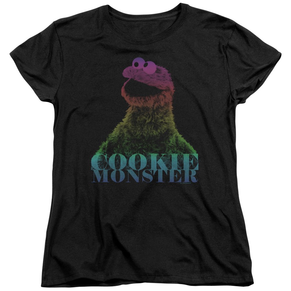 A&E Designs Women's Cookie Monster Graphic T-Shirt - Colorful Cartoon Print Tee for Casual Wear, Cosplay & Fun Outfits