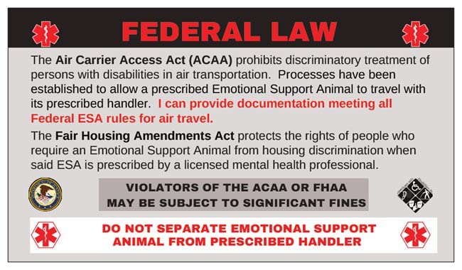 Emotional Support Animal ID Badge & Wallet Card - ESA Certification for Dogs & Cats - Perfect for Travel, Housing & Public Access (1 Pack)