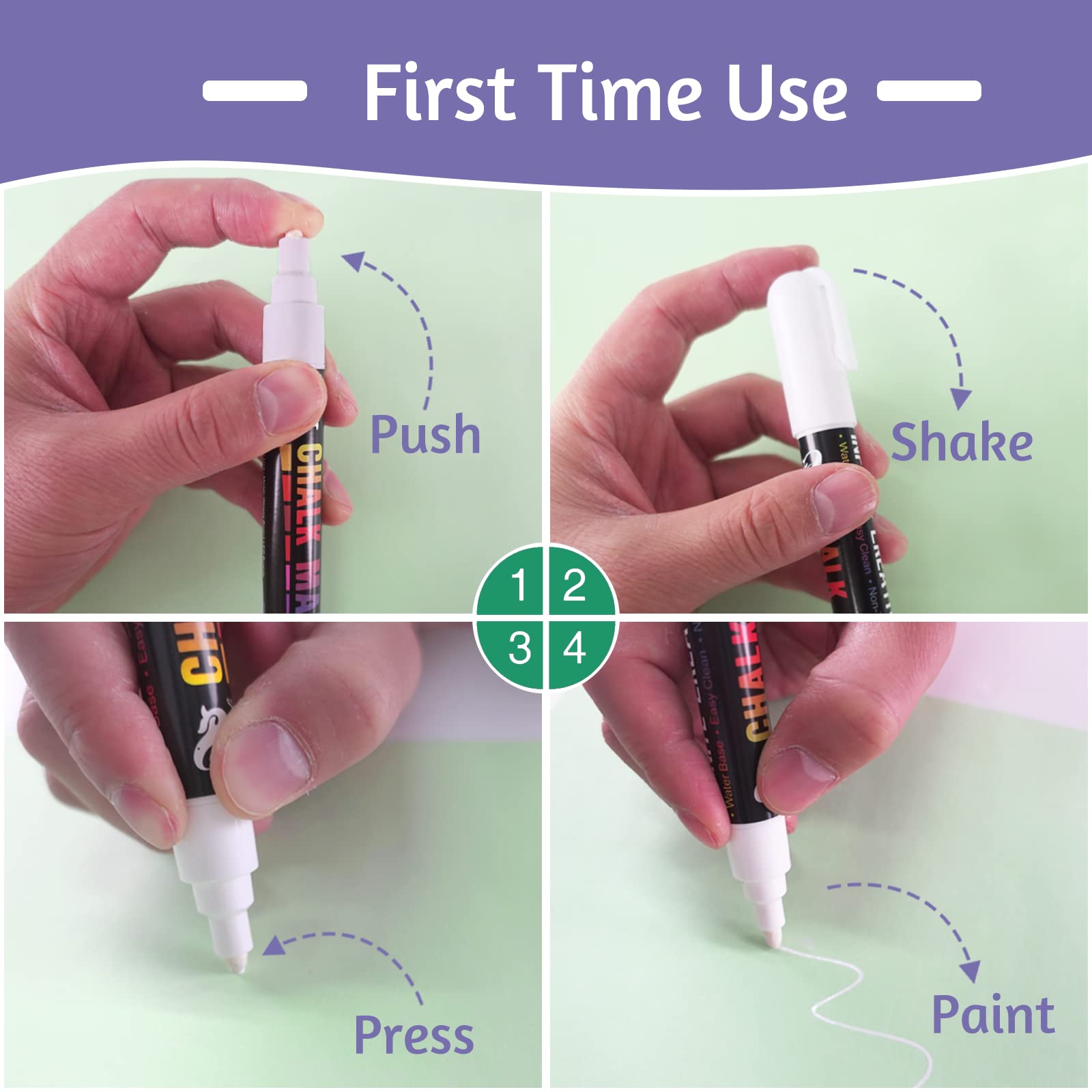 White Liquid Chalk Markers - 1 Pack with 6mm Reversible Bullet & Chisel Tip for Chalkboards, Windows, Glass, Acrylic - Erasable Ink for Signs, Menus, Restaurant Boards & DIY Crafts