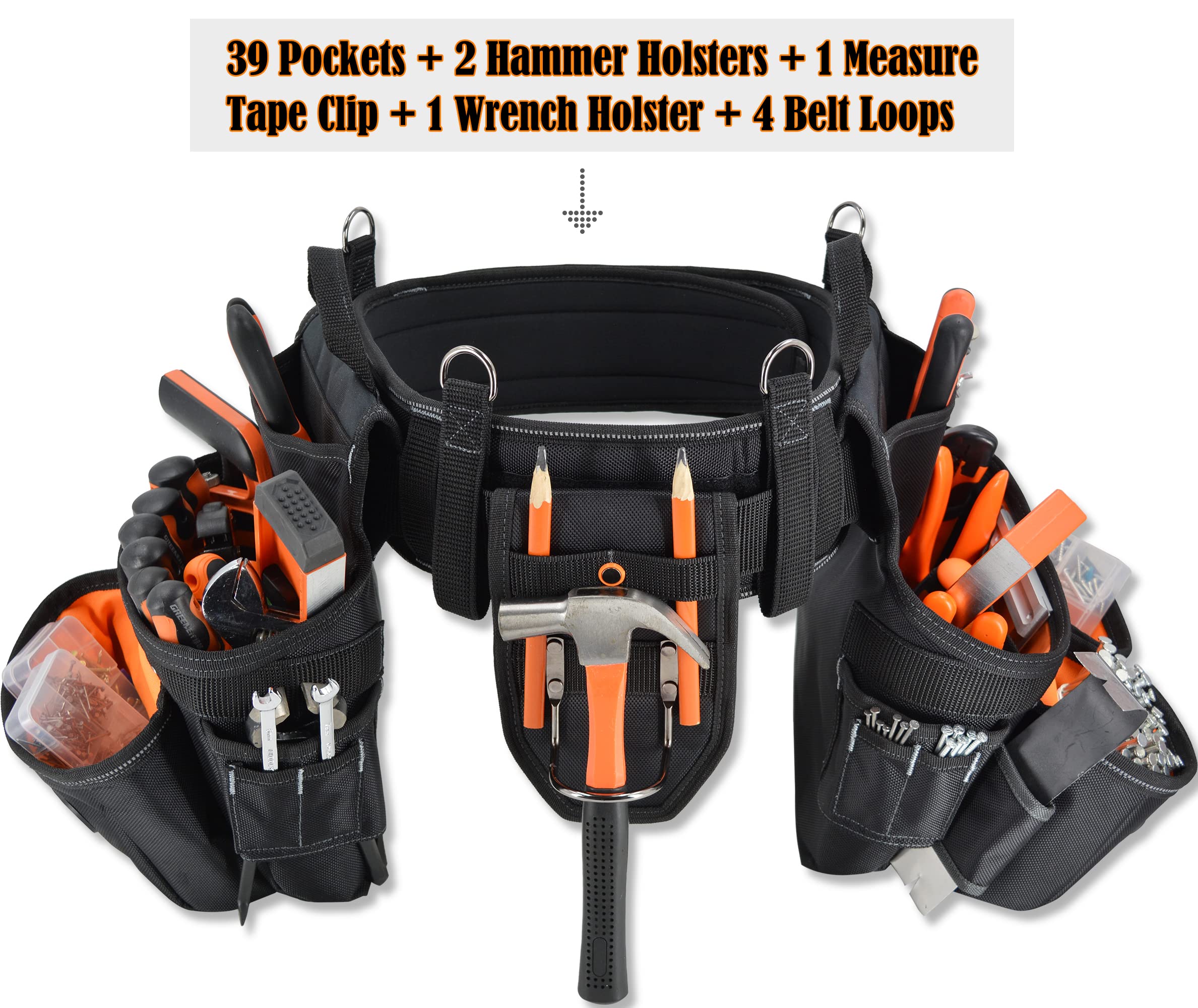 WELKINLAND 39-Pocket Tool Belt for Men with Suspenders - 4