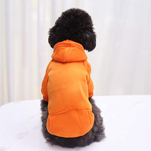 Idepet Pet Dog Hoodies - Warm Winter Coat Jacket for Small Dogs & Cats - Chihuahua Puppy Outfits, Cozy Fleece Vest for Autumn & Winter (2XL, Orange) - Perfect for Outdoor Walks, Cold Weather Protection & Stylish Pet Fashion
