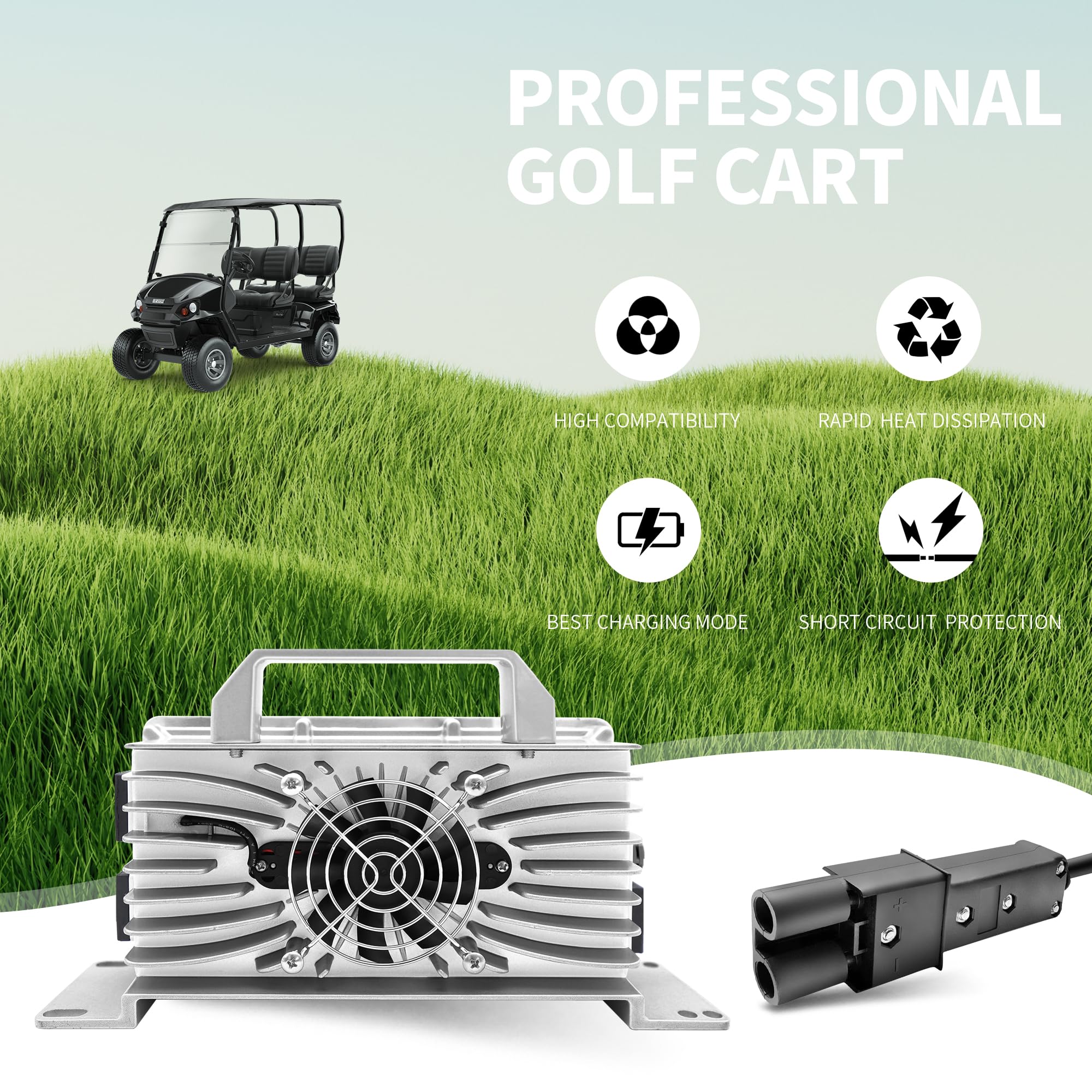 36V 18A Golf Cart Battery Charger - Smart Trickle Charger for Lead Acid AGM/Gel Batteries | Fast 3-6 Hour Full Charge | Perfect for Club Car, EZGO & Yamaha Golf Carts | Home & Course Use