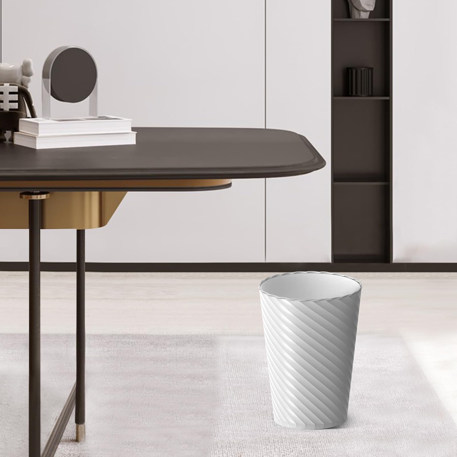 3-Pack Small Bathroom Trash Can 1.8 Gallon with Liners - Round Plastic Waste Basket for Bathroom, Bedroom, Office & Kitchen - Space-Saving Compact Design (White) - Perfect for Tight Spaces & Small Rooms
