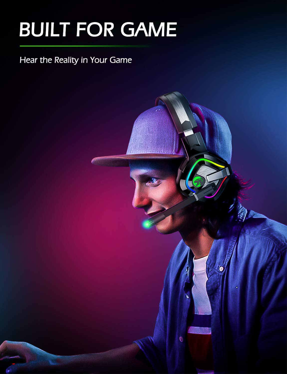 ZIUMIER Z66 Wired Gaming Headset with Noise Cancelling Mic, RGB Lights & Stereo Surround Sound - Over-Ear Headphones for PS4, PS5, Xbox One, PC & Laptop (Green) - Perfect for Competitive Gaming, Streaming & Late-Night Sessions