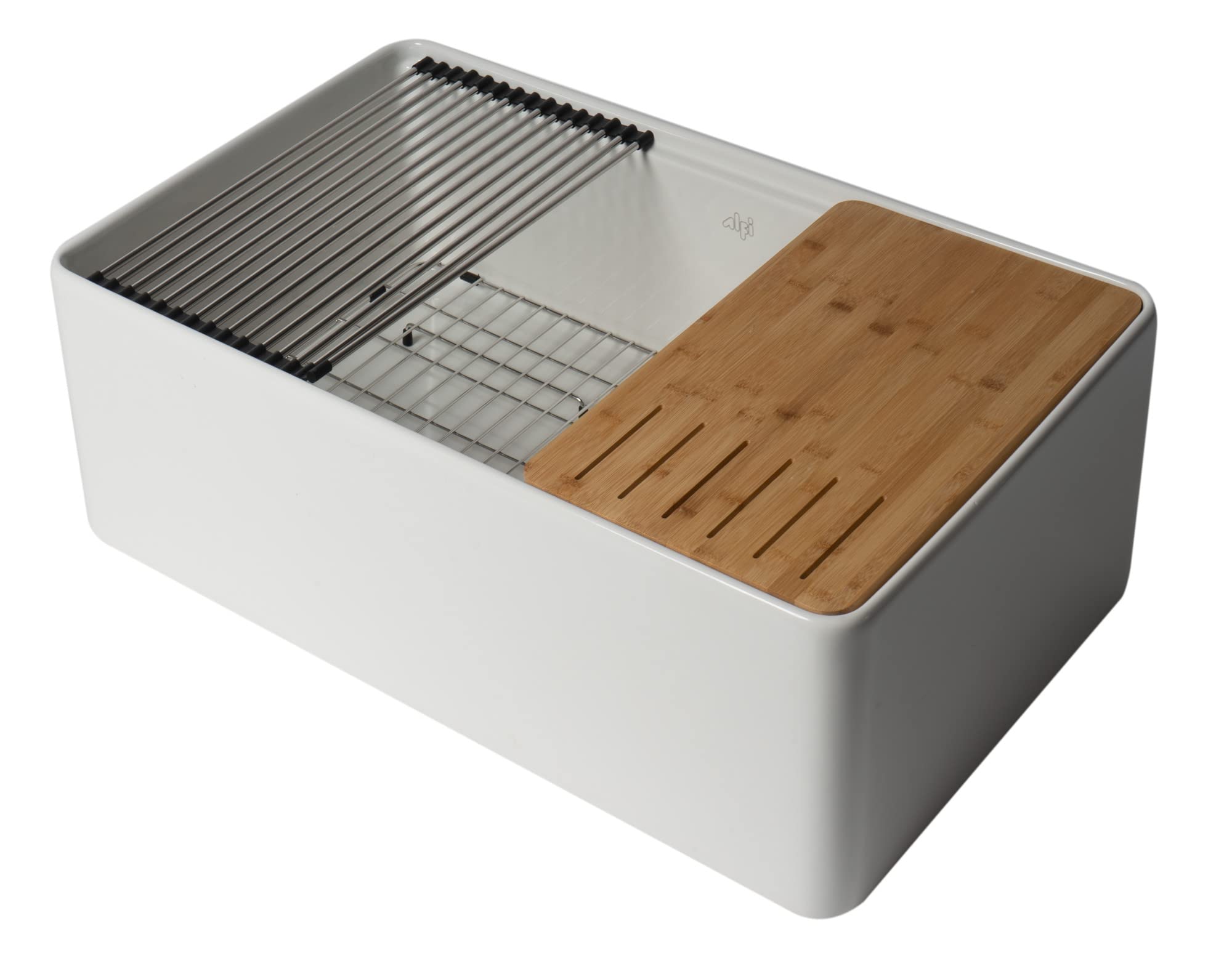 ALFI ABFS3020-W 30-Inch Undermount Kitchen Sink in White - Durable Stainless Steel for Modern Kitchens, Perfect for Cooking, Washing Dishes & Food Prep