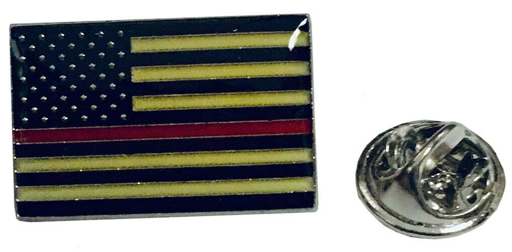 Bike Hat Lapel Pin - 50 Pack USA Flag & Thin Red Line Firefighter Pins for Motorcycle Caps & Clothing